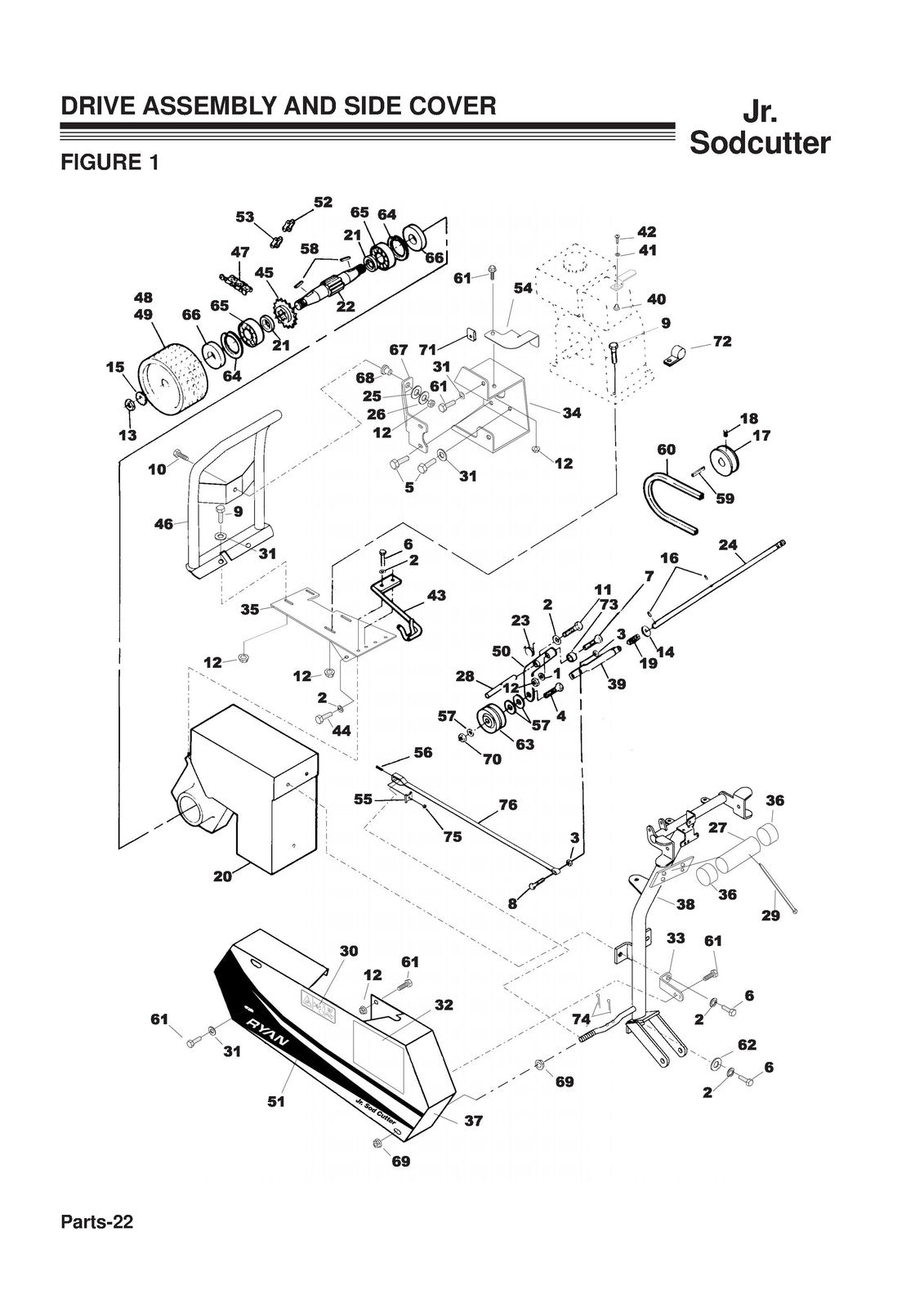 RYAN JR SODCUTTER 544844D 544845D 544944A 544945A Service And Parts Manual