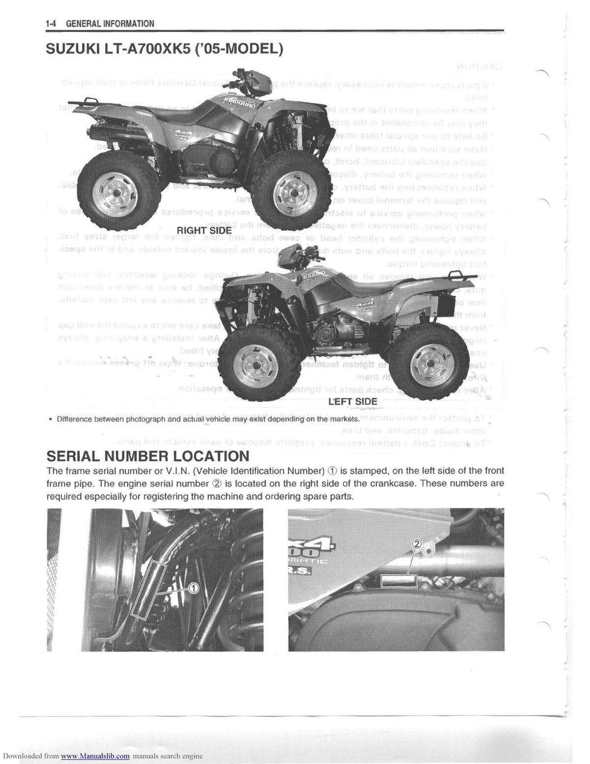 SUZUKI LT-A700X ATV Service Manual 2004 - STEEL WIRE BOUND - PROTECTIVE COVERS