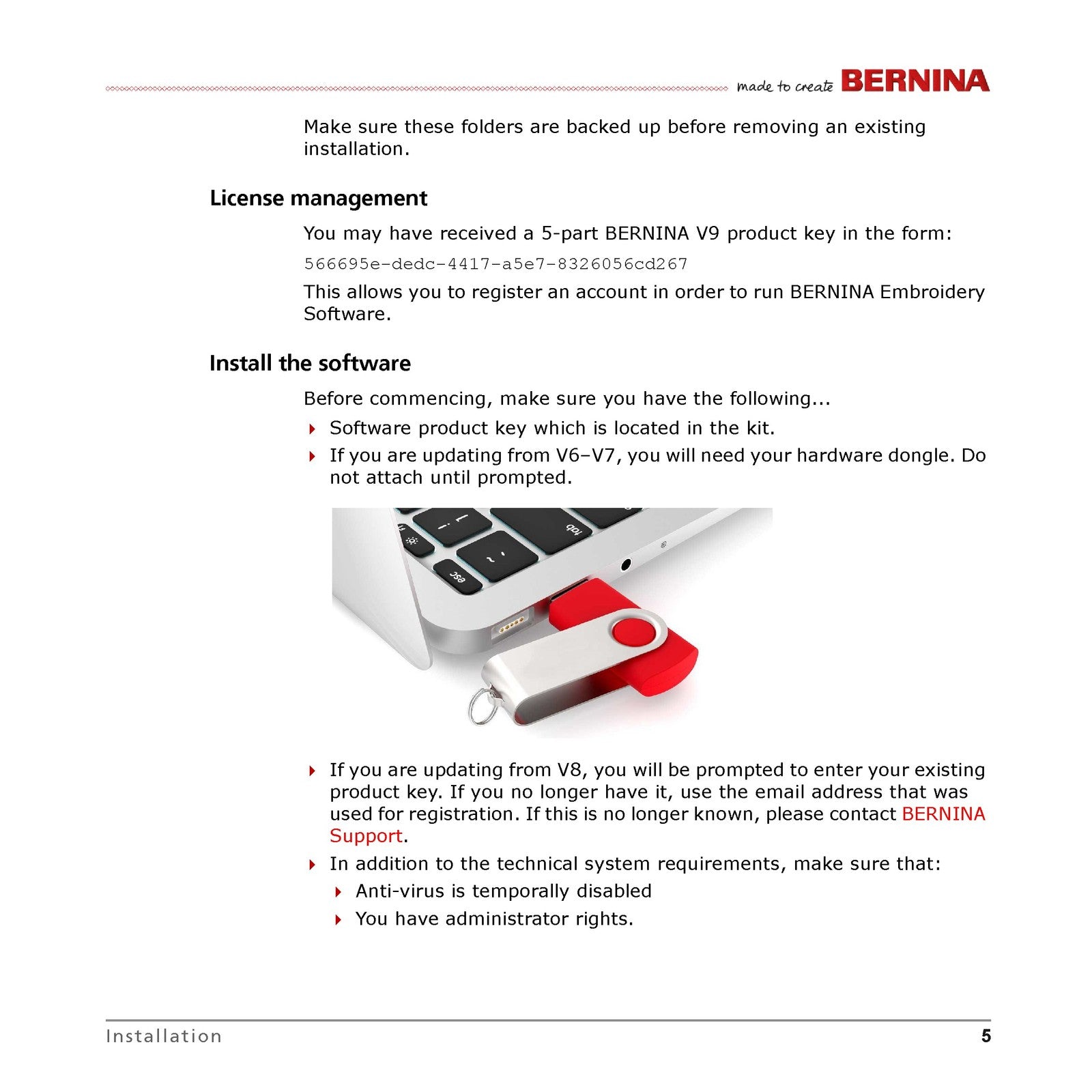 BERNINA Embroidery Software 9 Quick Start Guide Manual - WIRE BOUND - COVERS