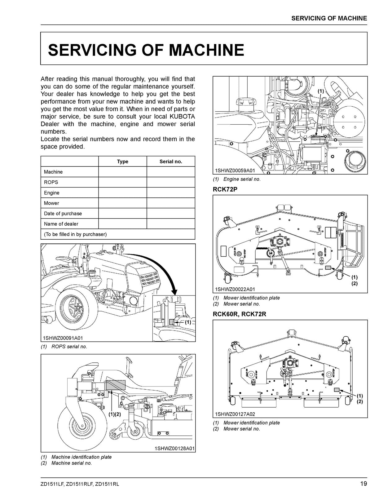KUBOTA ZD1511LF ZD1511RLF ZD1511RL Operators Manual - WIRE BOUND - TOUGH COVERS