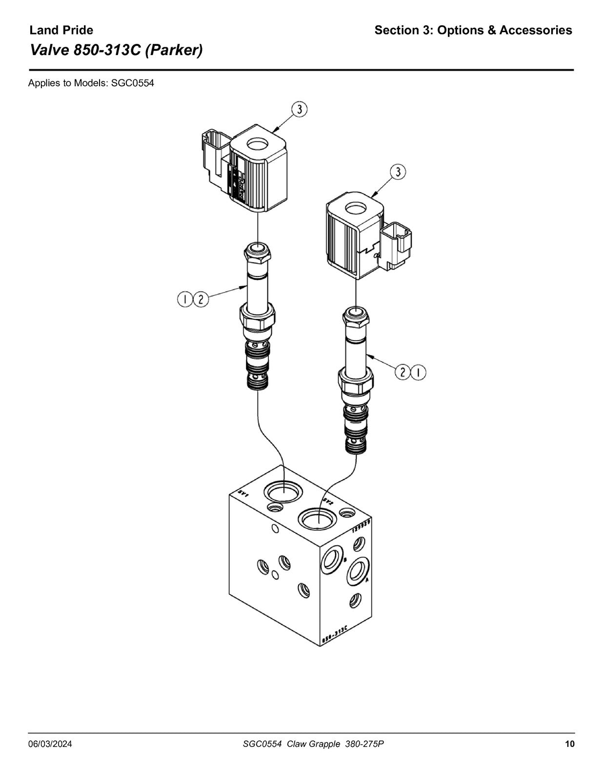 LAND PRIDE SGC0554 Claw Grapples Parts Manual 2024 - WIRE BOUND - TOUGH COVERS