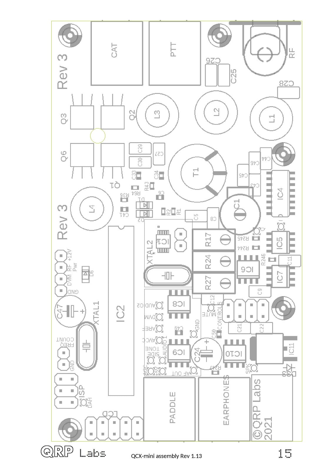 QRP LABS QCX-mini PCB Rev 3 Assembly Manual - STEEL WIRE BOUND - TOUGH COVERS