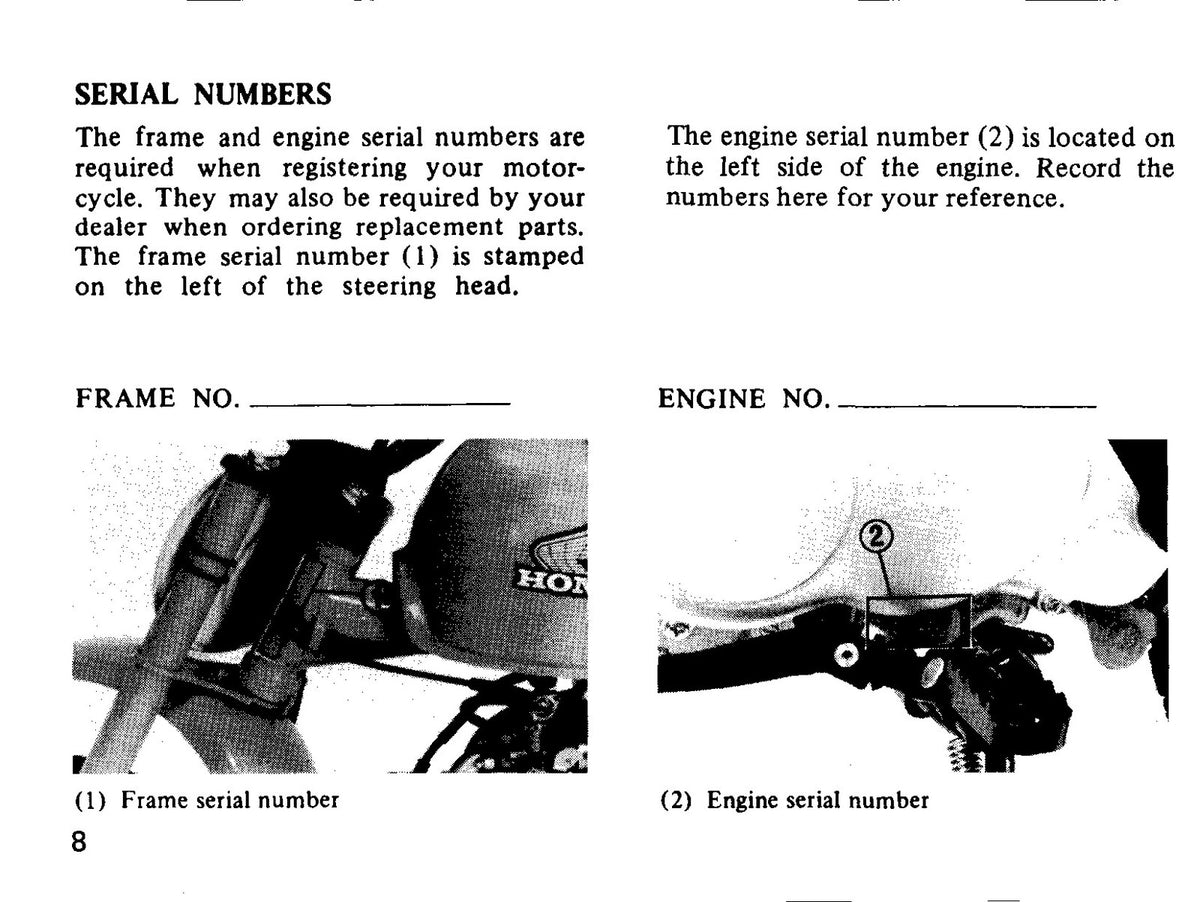 HONDA Z50R Owners Manual 1984 - STEEL WIRE BOUND - PROTECTIVE COVERS