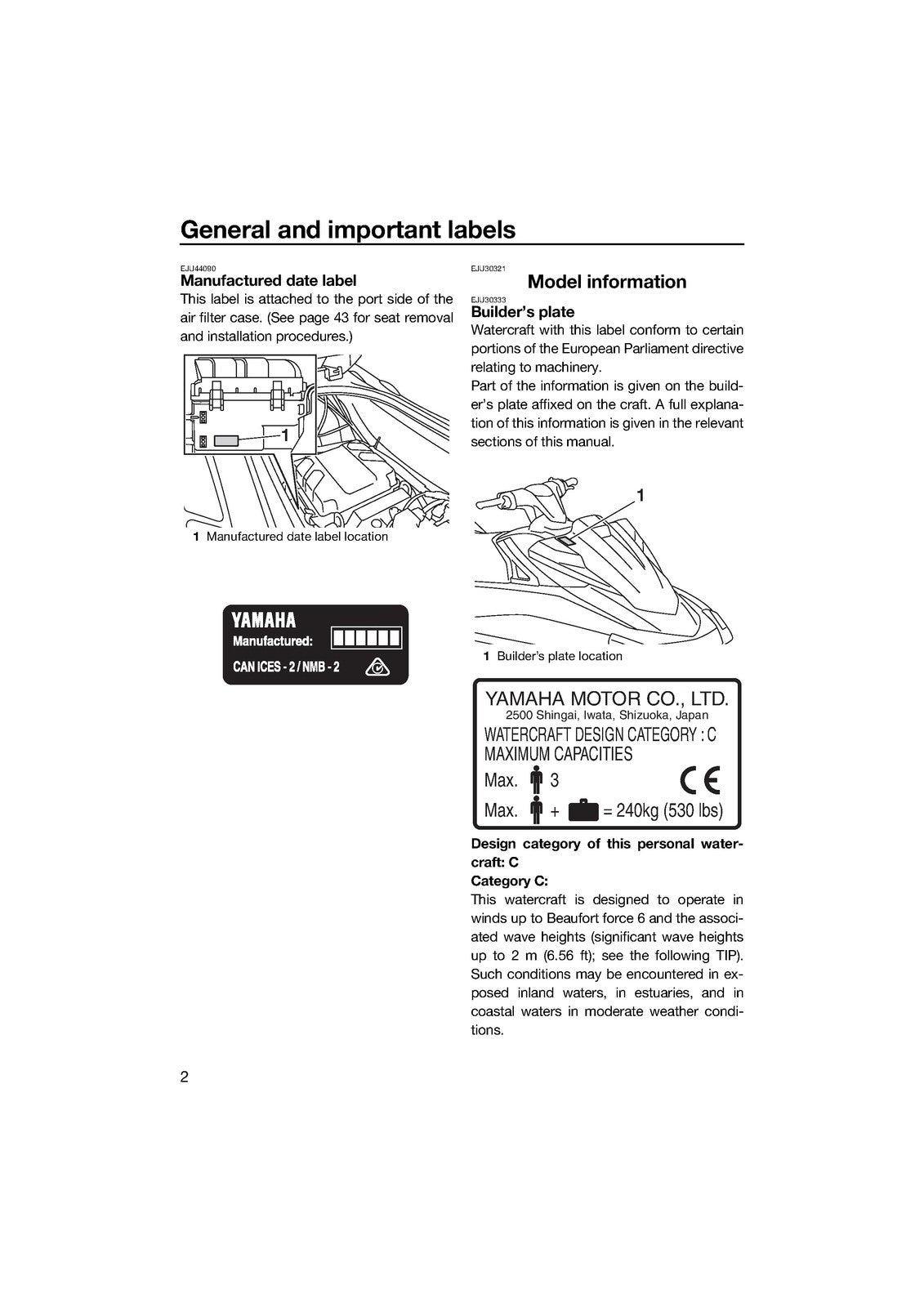 YAMAHA VX VX Deluxe VX Cruiser VX Limited Owners Manual 2018 - WIRE BOUND