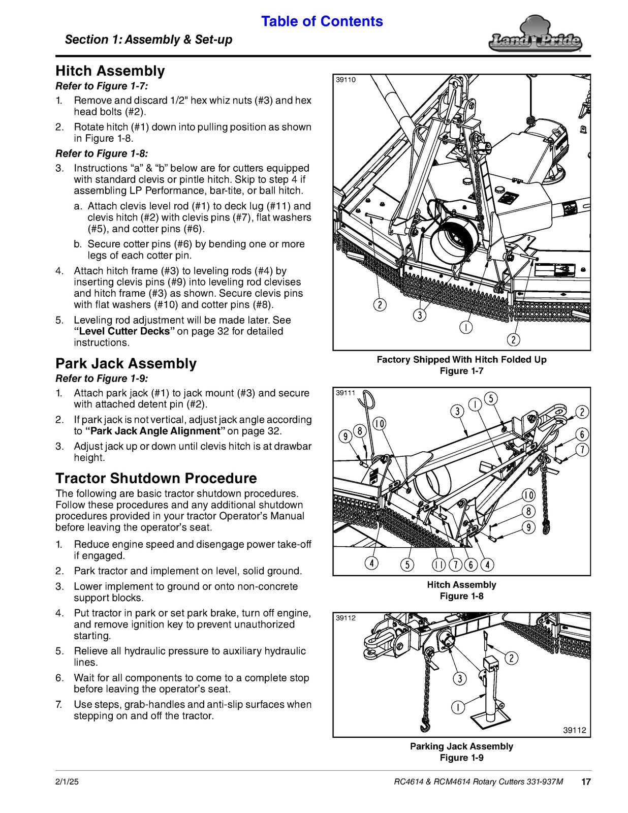 LAND PRIDE RC4614 Rotary Cutter Operators Manual - WIRE BOUND - TOUGH COVERS