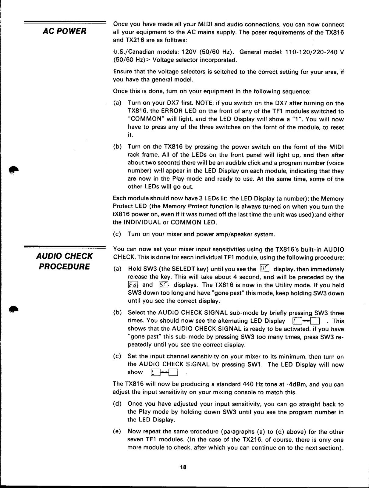 YAMAHA TX216 TX816 FM Tone Generator System Owners Manual - WIRE BOUND - COVERS