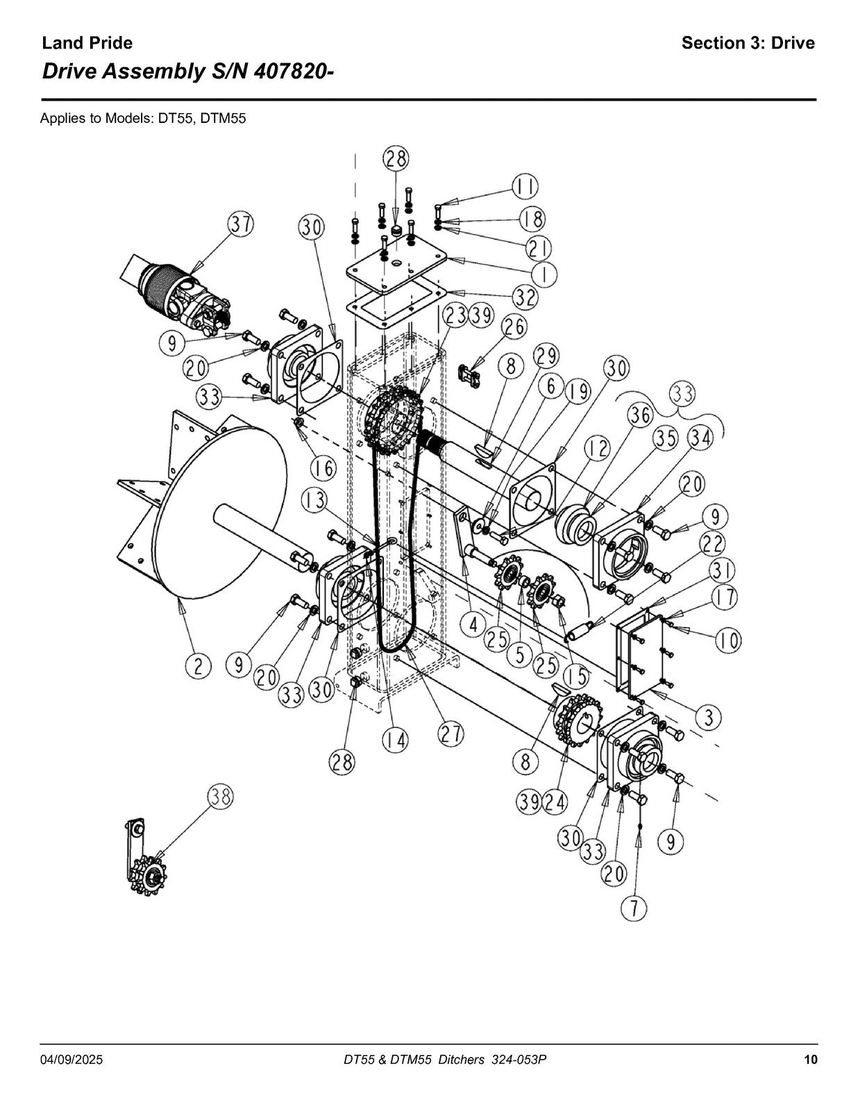 LAND PRIDE DT55 Series Ditchers Parts Manual 2025 - WIRE BOUND - TOUGH COVERS