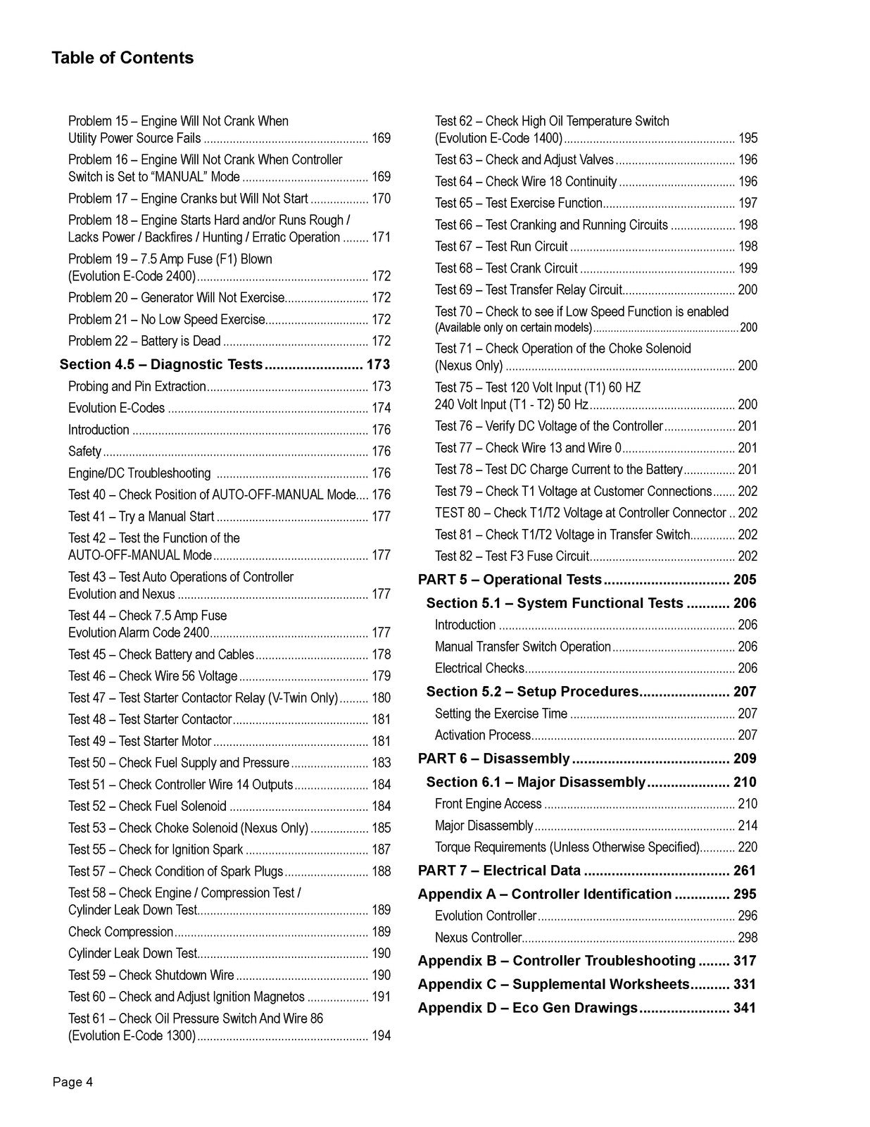 GENERAC Air Cooled Evolution Nexus Diagnostic Repair Manual - WIRE BOUND