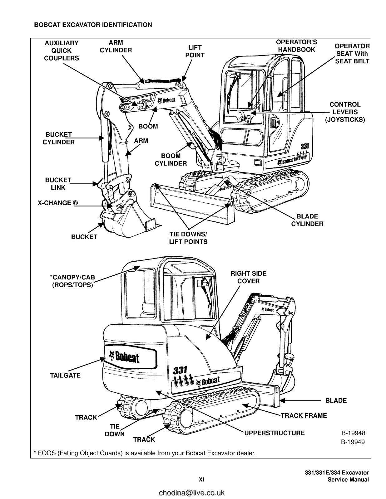 BOBCAT 331 331E 334 G Series Compact Excavator Service Manual, FOLDOUTS