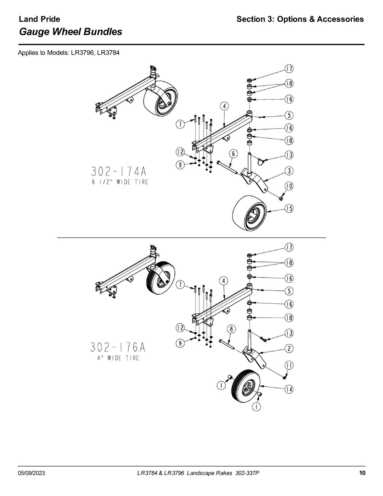 LAND PRIDE LR37 Series Landscape Rakes Parts Manual 2023 - WIRE BOUND - COVERS