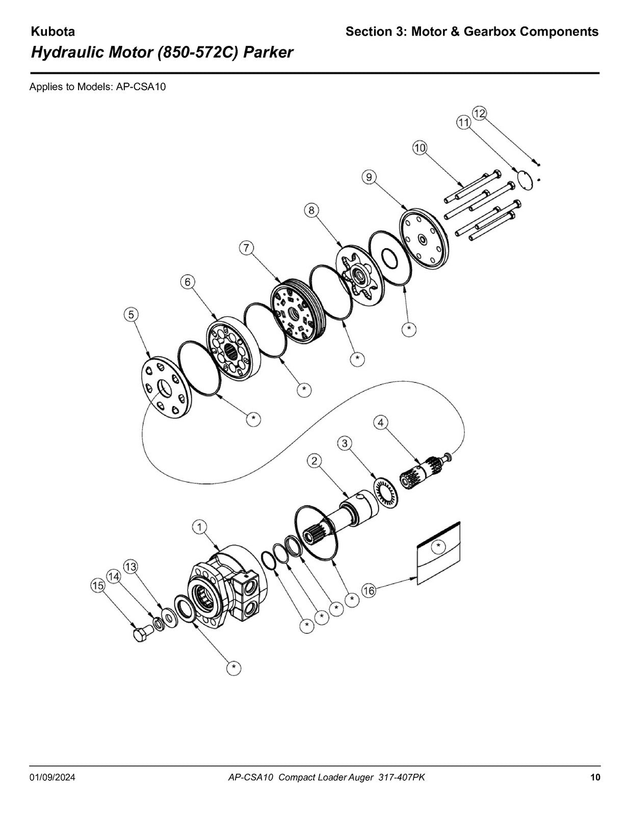 LAND PRIDE CSA10 Series Compact Augers Parts Manual 2023 - WIRE BOUND - COVERS