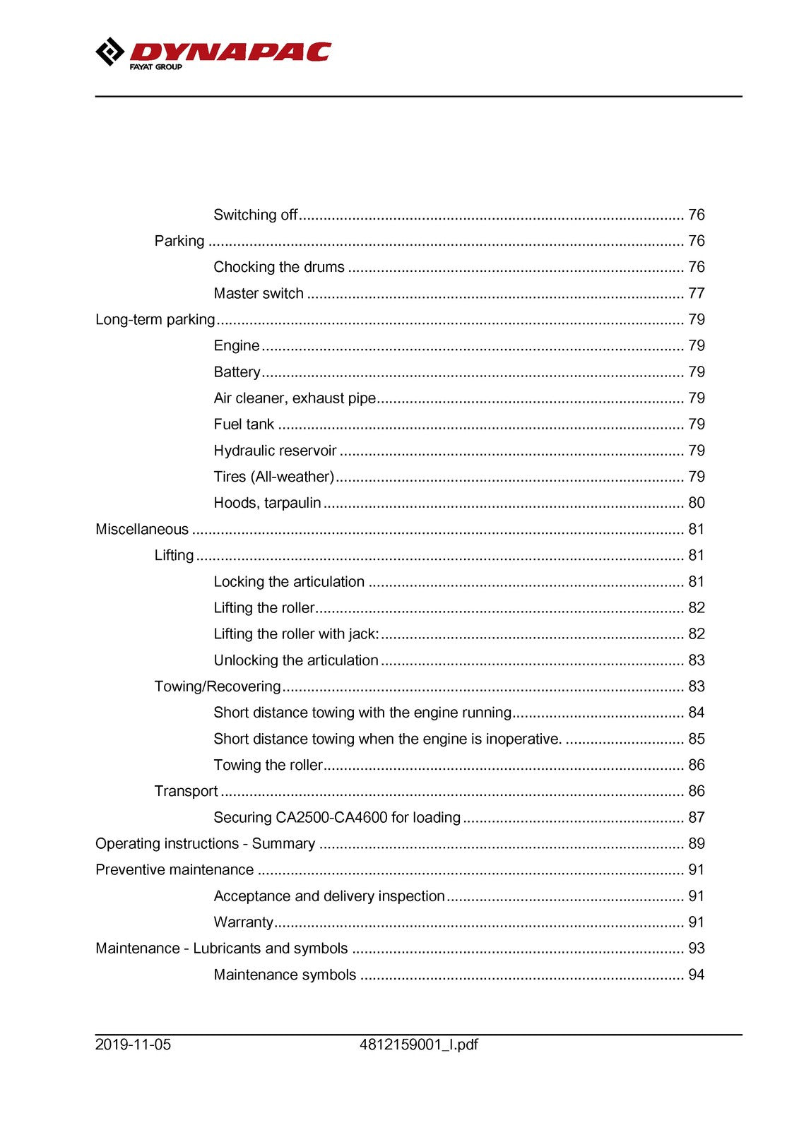 DYNAPAC CA2500 CA2800 CA3500 CA4000 Vibratory Roller Maintenance Manual - BOUND