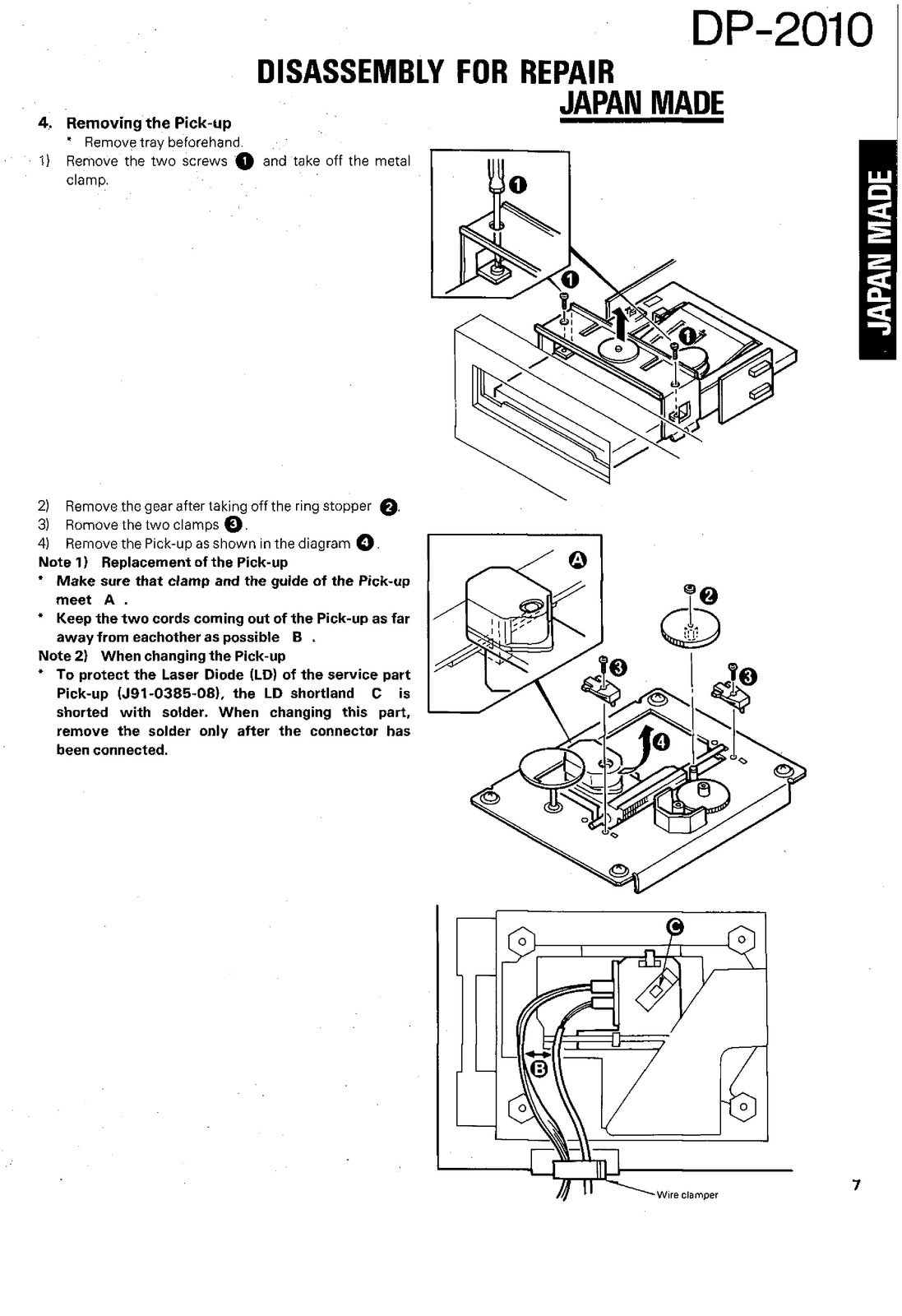 KENWOOD DP-2010 Compact Disc Player Service Manual 1989, BOUND, COVERS, FOLDOUTS