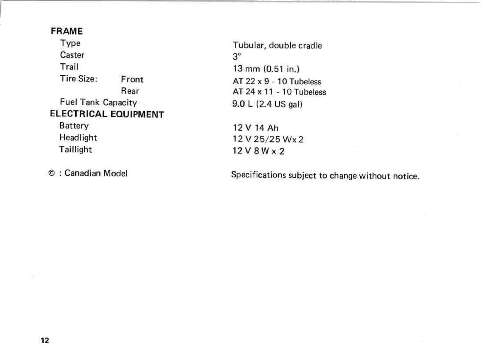 KAWASAKI Bayou 300 All Terrain Vehicle Owners Manual - WIRE BOUND - TOUGH COVERS