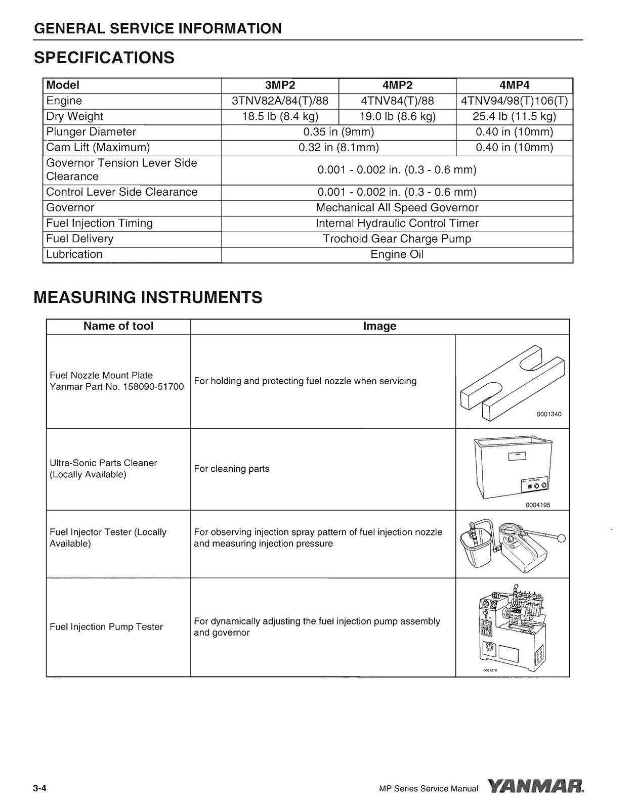YANMAR MP Series Industrial Engines Service Manual - WIRE BOUND - TOUGH COVERS