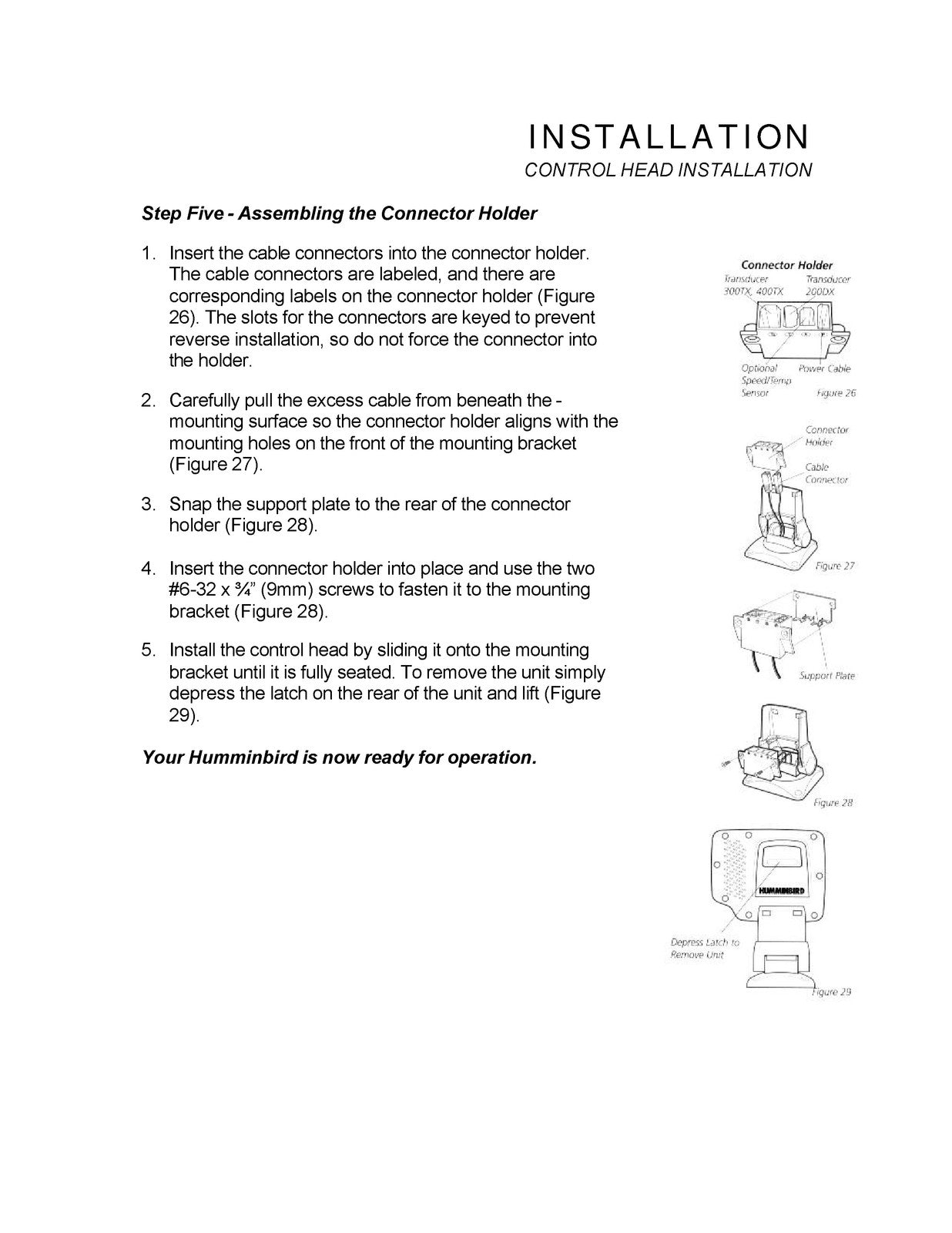 HUMMINBIRD Fishfinder Installation Preparation Manual - WIRE BOUND - COVERS