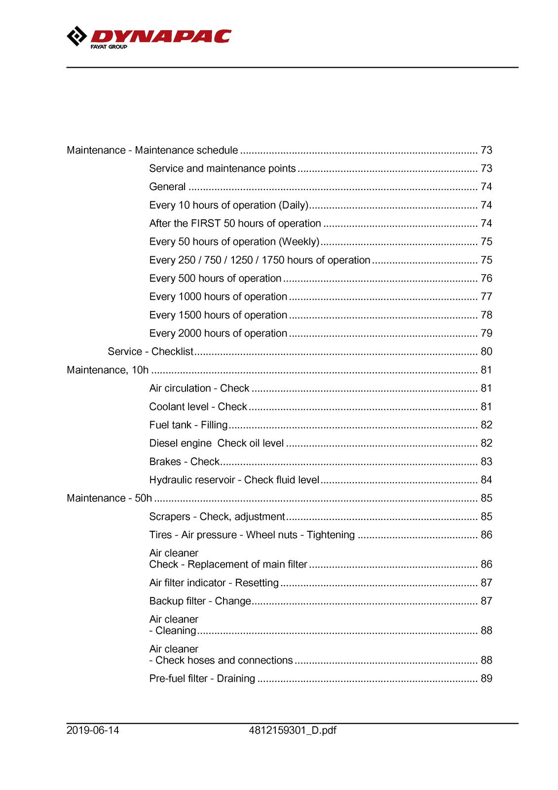 DYNAPAC CA1300 D PD Vibratory Roller Operating And Maintenance Manual - BOUND