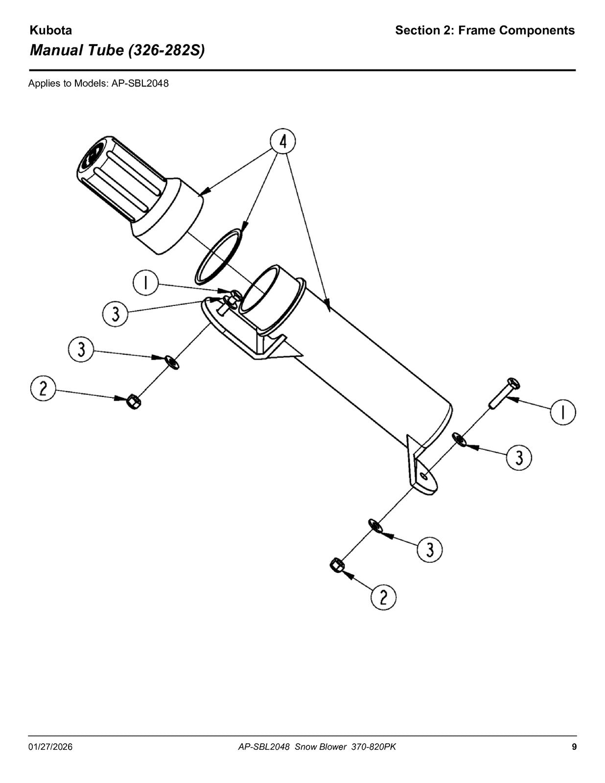 LAND PRIDE SBL20 Series Snow Blowers Parts Manual 2026 - WIRE BOUND - COVERS