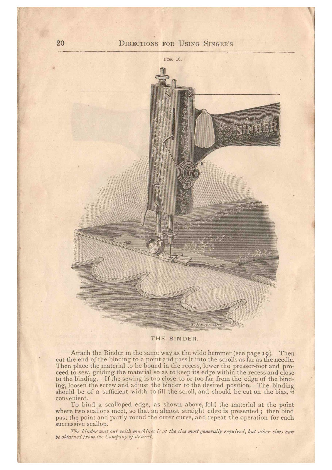 SINGER Vibrating Shuttle Sewing Machine Directions Manual 1891 - WIRE BOUND