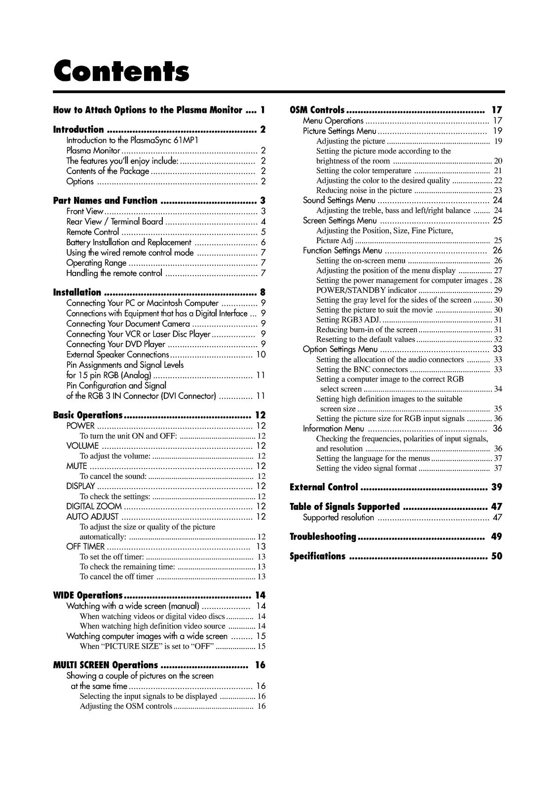 MARANTZ PD6120D Plasma Monitor Service Manual 2001 - BOUND - COVERS - FOLDOUTS