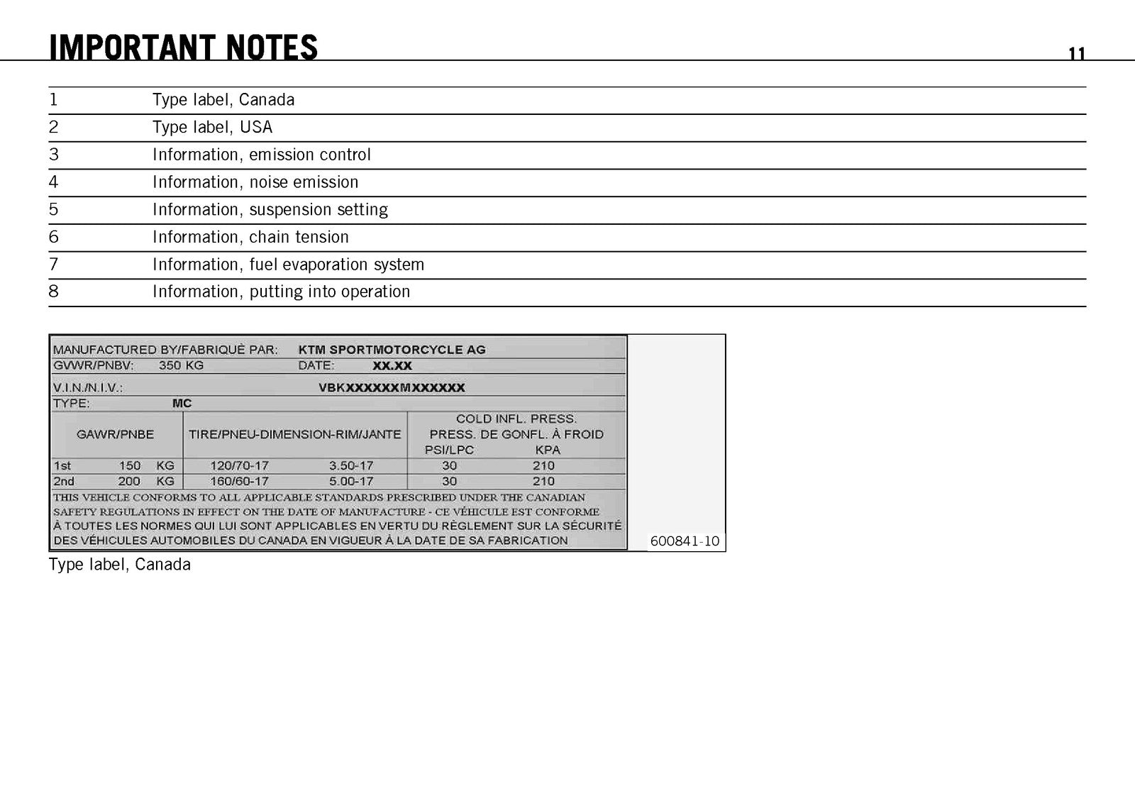 KTM 690 Duke USA Owners Manual 2009 - STEEL WIRE BOUND - PROTECTIVE COVERS