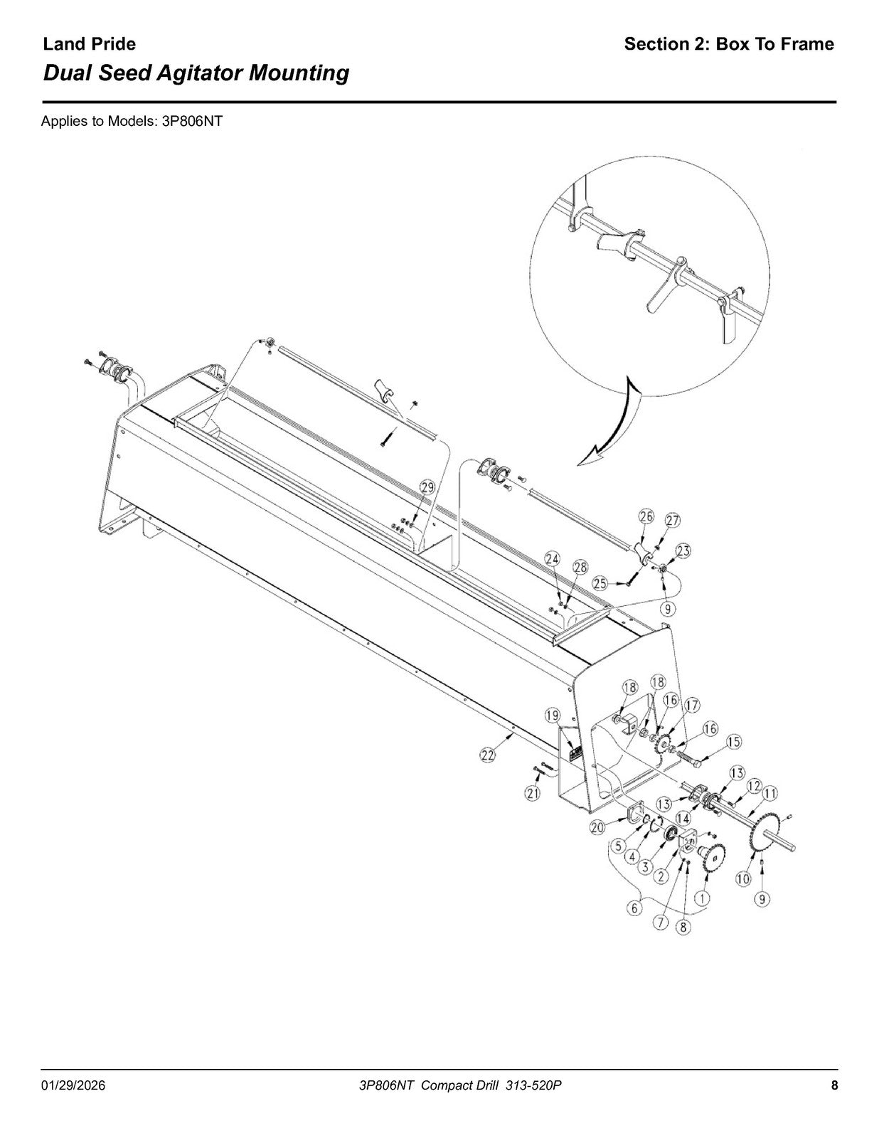 LAND PRIDE 3P806NT Compact Drills Parts Manual 2026 - WIRE BOUND - TOUGH COVERS