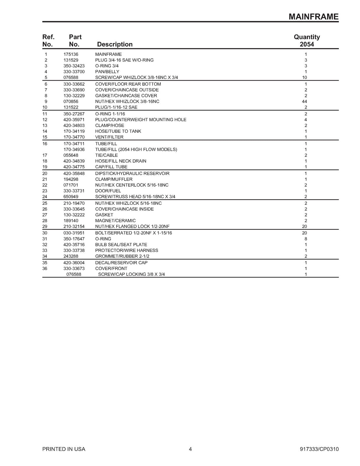 MUSTANG 2044 2054 SKID STEER PARTS MANUAL - WIRE BOUND - TOUGH COVERS