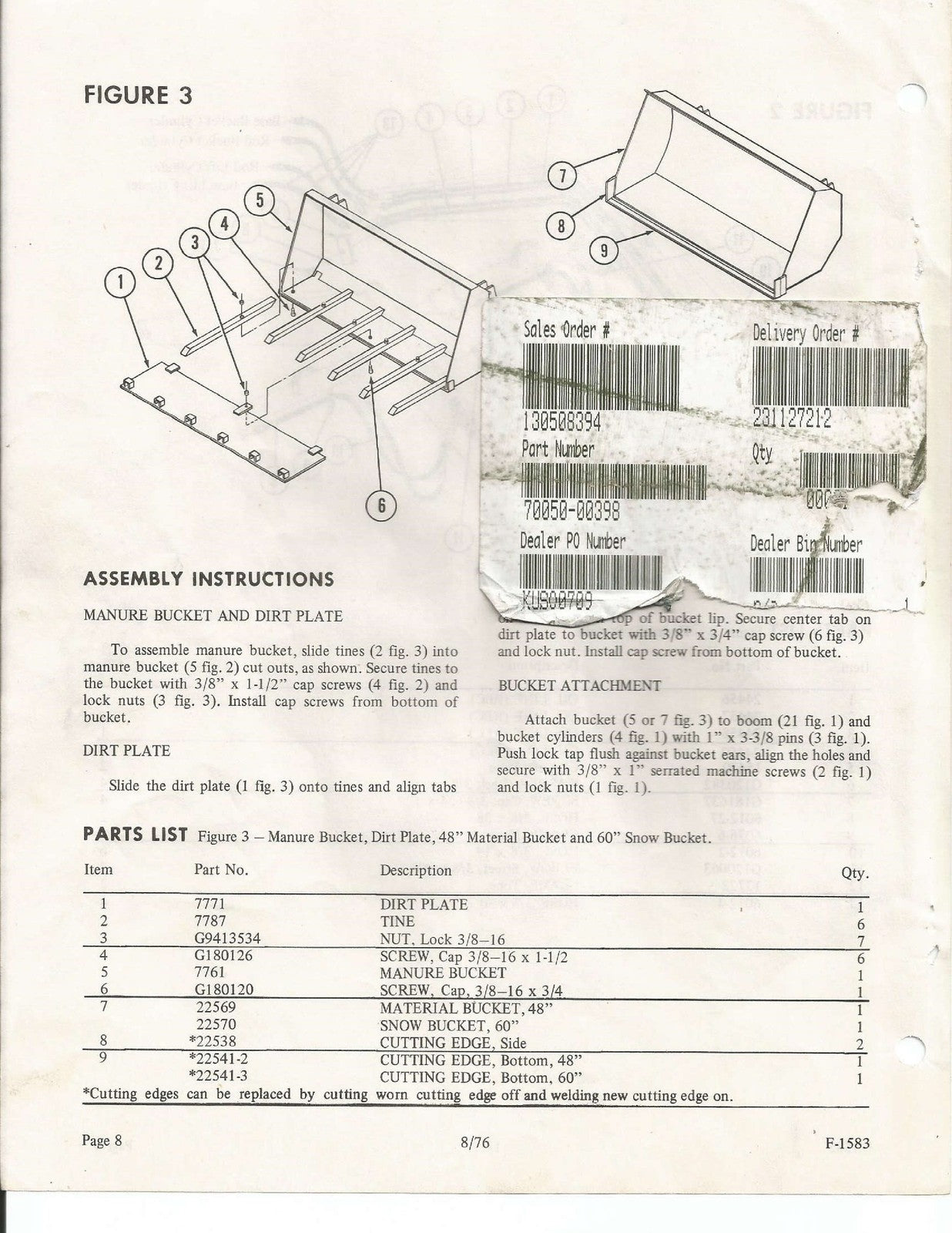KUBOTA Model 1200 Loader For L-Series Tractors Owners Manual - WIRE BOUND