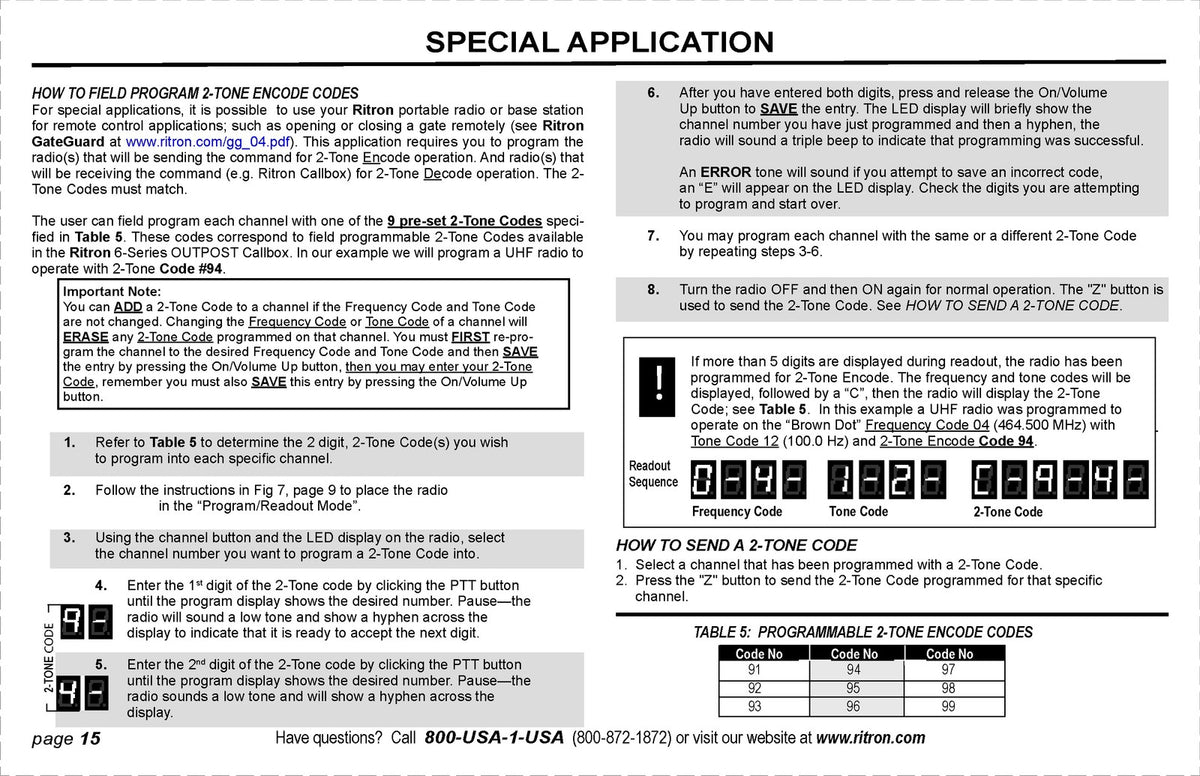 RITRON JBS PBS Display Series Two-Way Base Station Owners Manual - WIRE BOUND