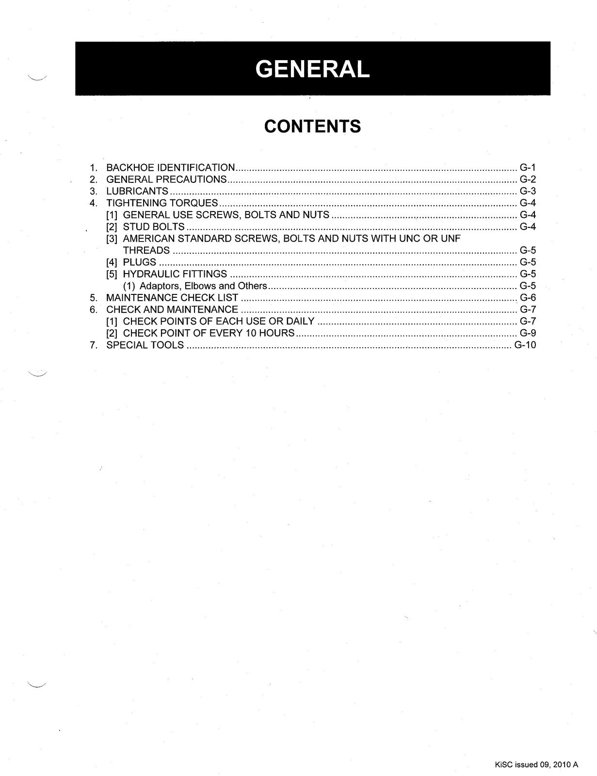 KUBOTA BH77 Backhoe Workshop Manual 2010 - STEEL WIRE BOUND - PROTECTIVE COVERS