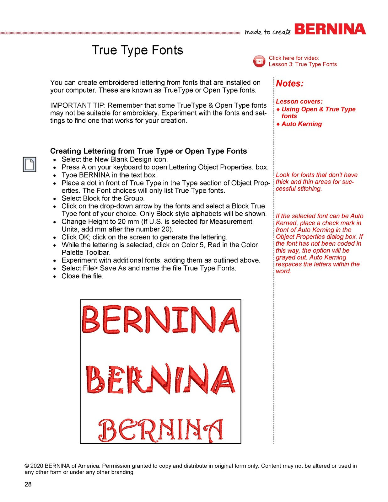BERNINA Embroidery Software 82 Automatic Digitizing Workbook 1 Manual - BOUND