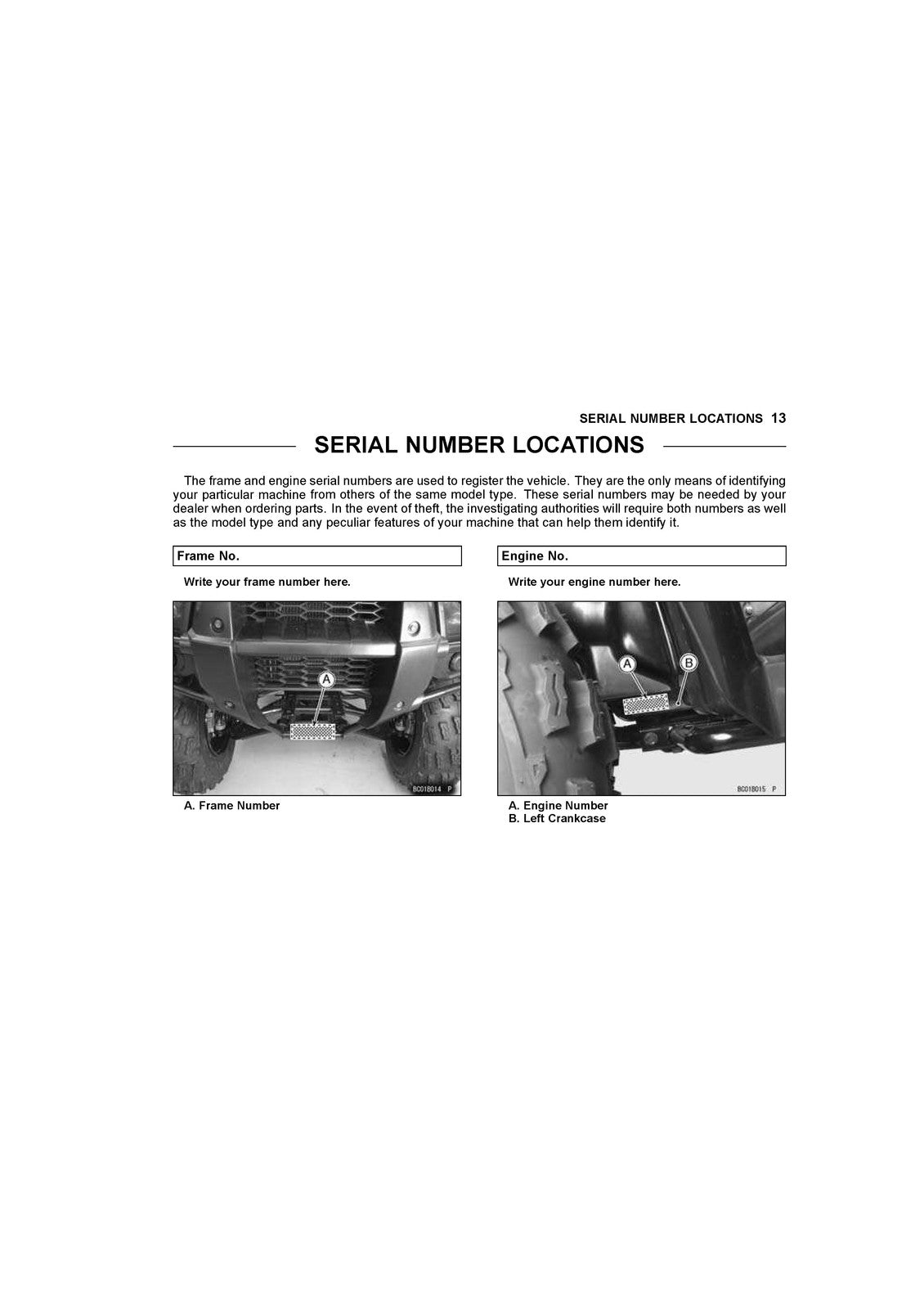 KAWASAKI Brute Force 300 ATV Owners Manual 2015 - WIRE BOUND - TOUGH COVERS