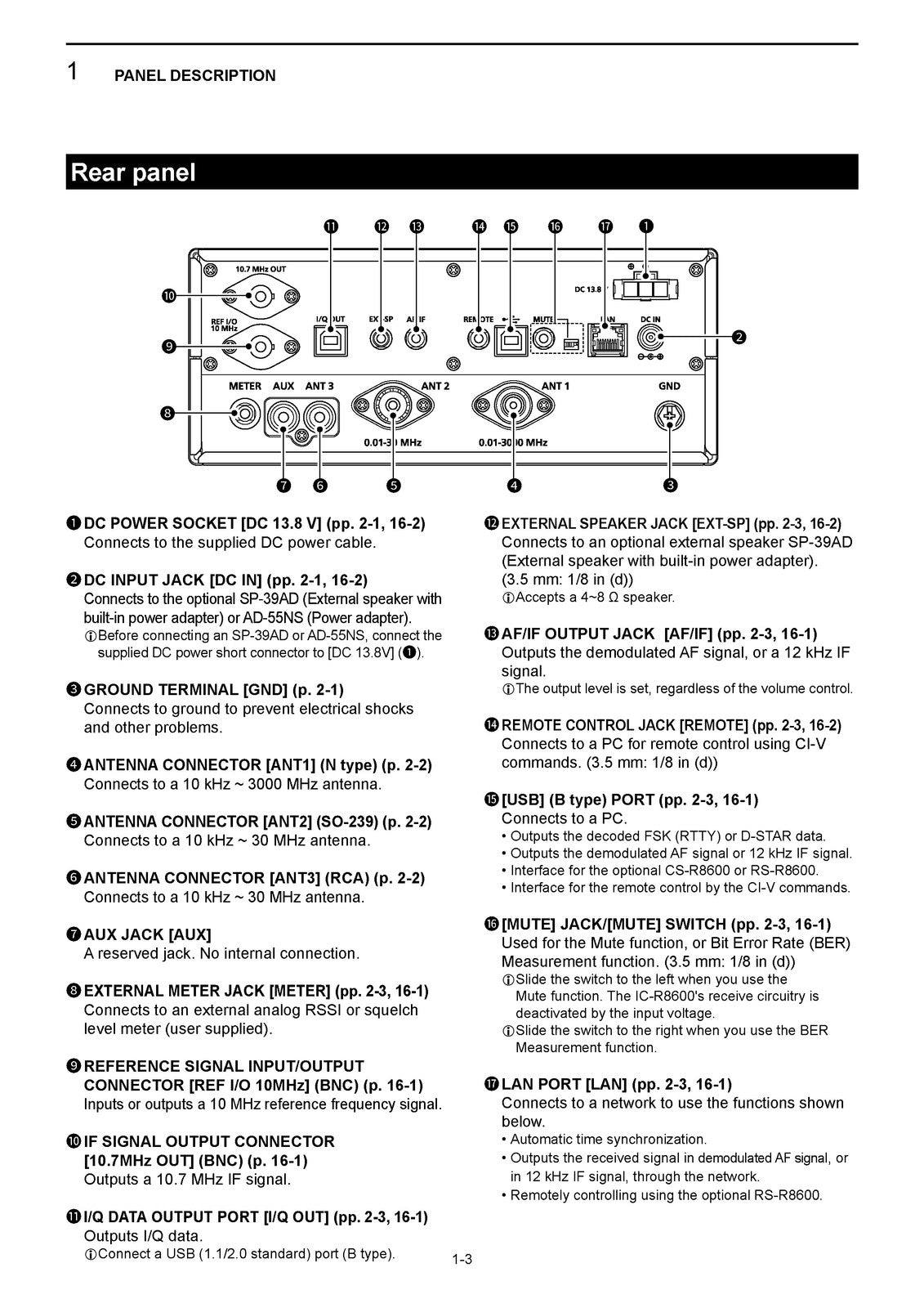 ICOM IC-R8600 Communications Receiver Instruction Manual - WIRE BOUND - COVERS