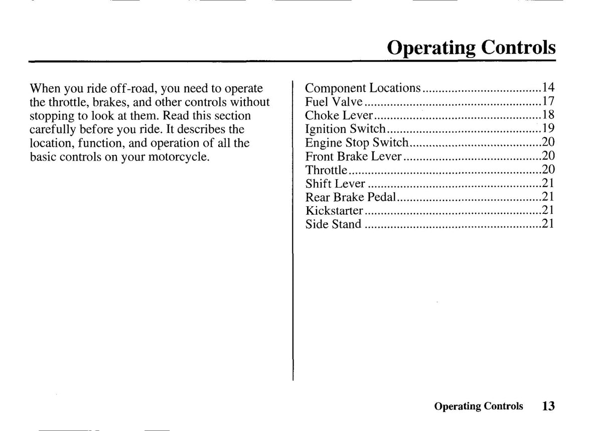 HONDA XR50R Owners Manual 2000 - STEEL WIRE BOUND - PROTECTIVE COVERS