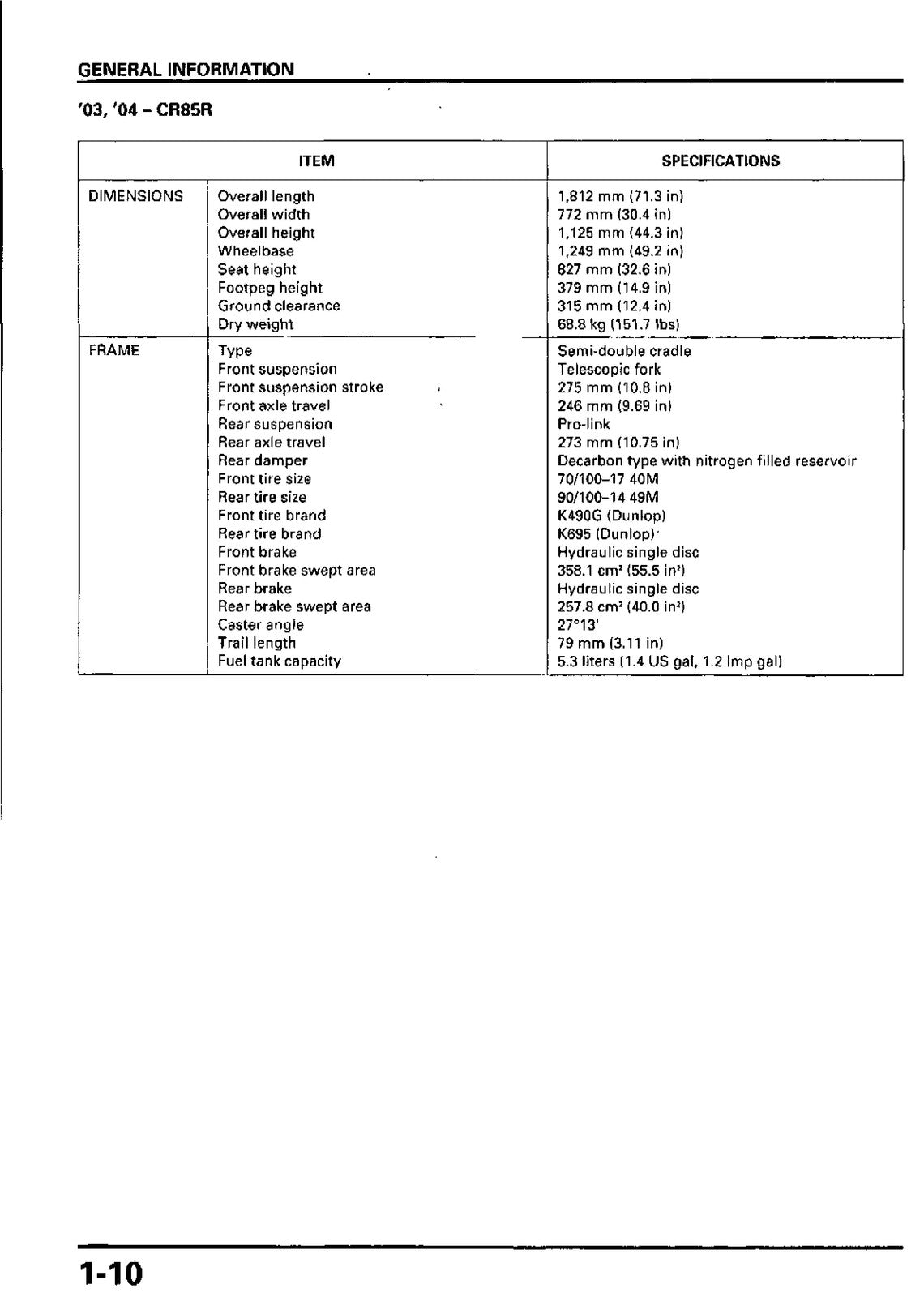 HONDA CR80R CR85R Motorcycle Service Manual 1995-2006 - WIRE BOUND - COVERS