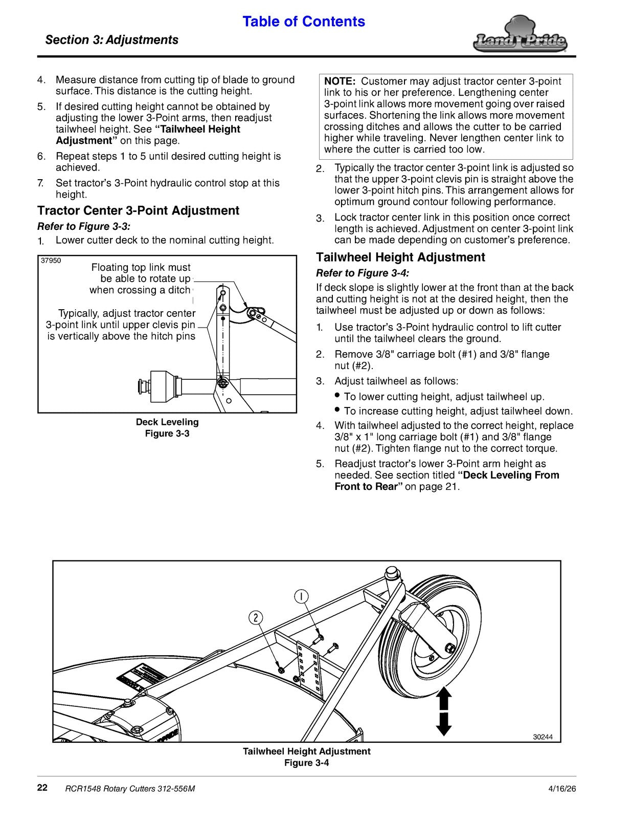 LAND PRIDE RCR1548 Rotary Cutter Operators Manual 2026 - WIRE BOUND - COVERS