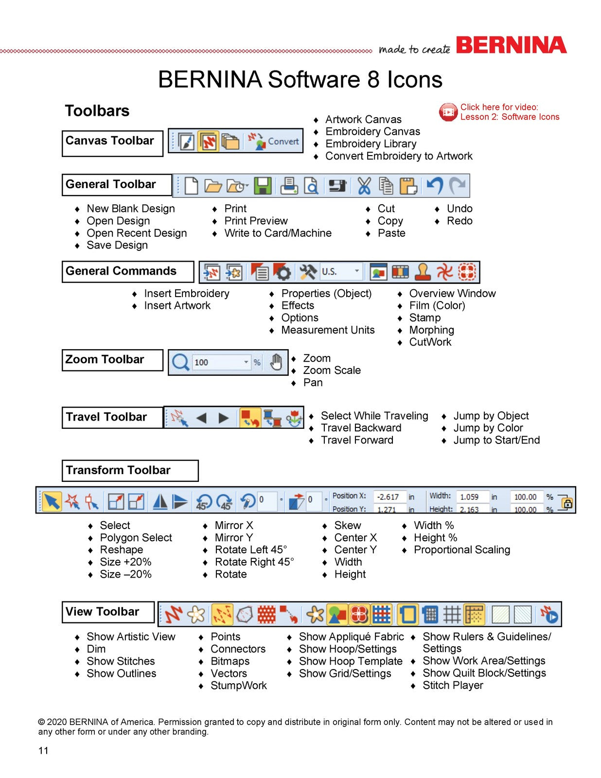 BERNINA 82 Embroidery Software Basic Features Workbook Manual 2020 - WIRE BOUND