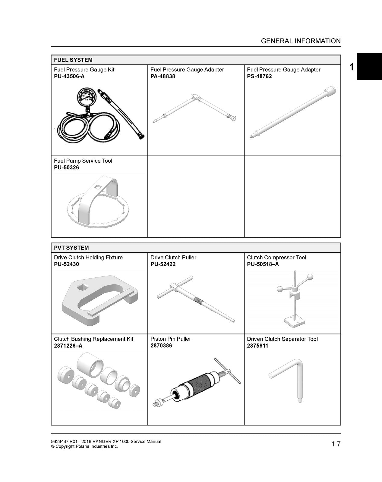 POLARIS Ranger Crew XP 1000 Service Manual 2018 - BOUND - COVERS - XL FOLDOUTS