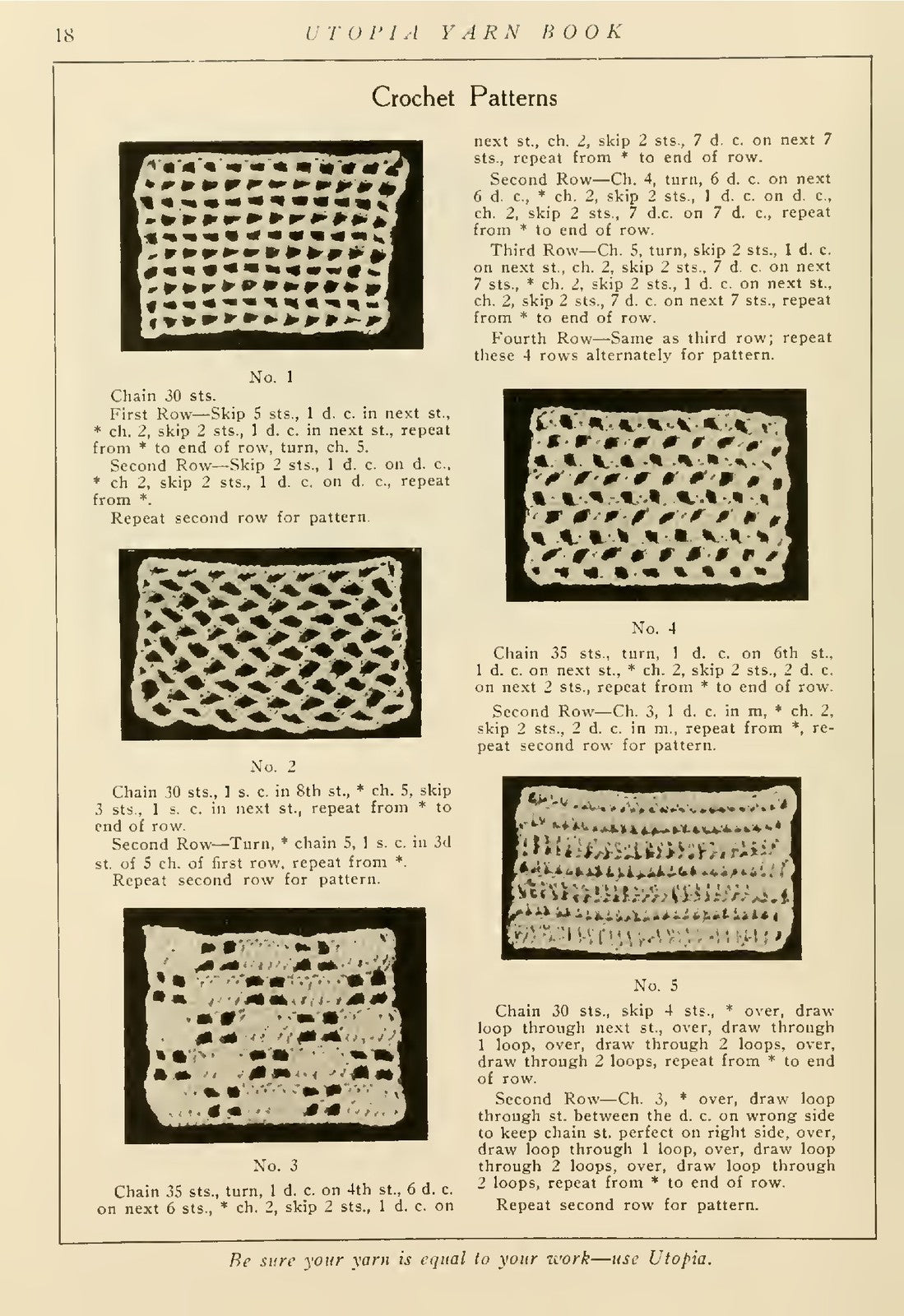 UTOPIA Yarn Book Knitting And Crocheting Manual 1919 - WIRE BOUND - TOUGH COVERS