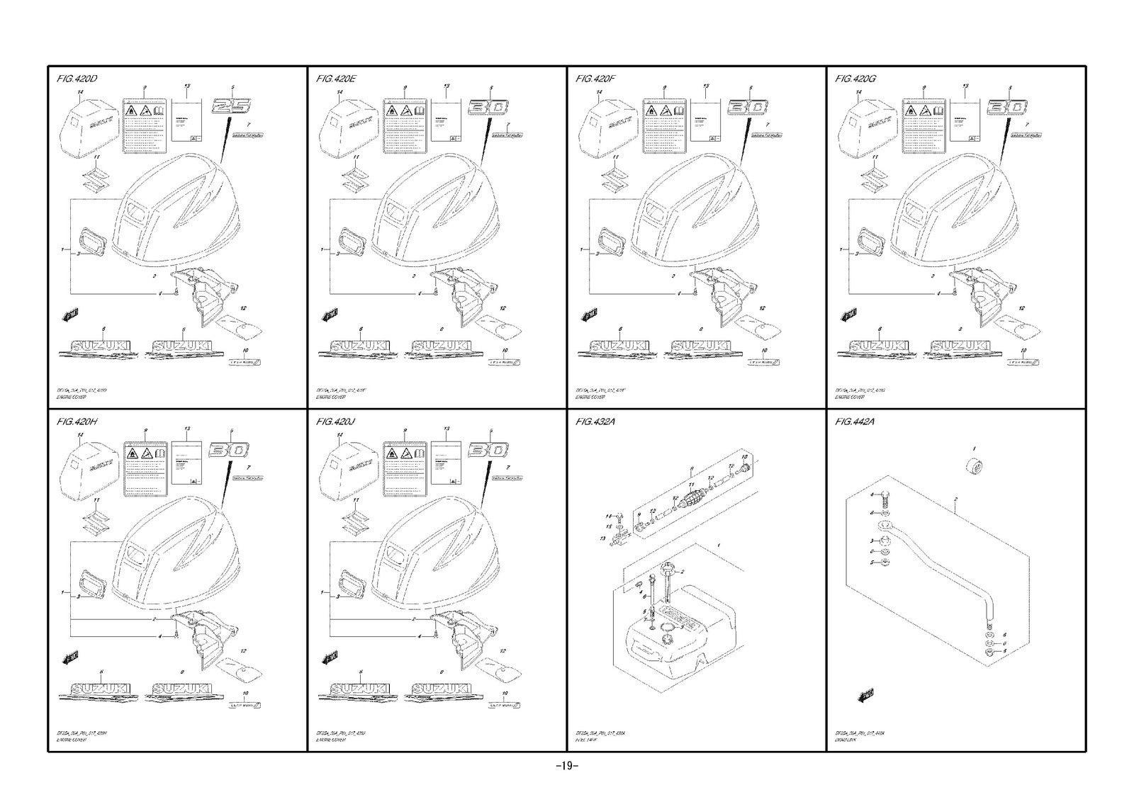 SUZUKI PARTS DF25A DF30A PARTS CATALOGUE - STEEL WIRE BOUND - PROTECTIVE COVERS