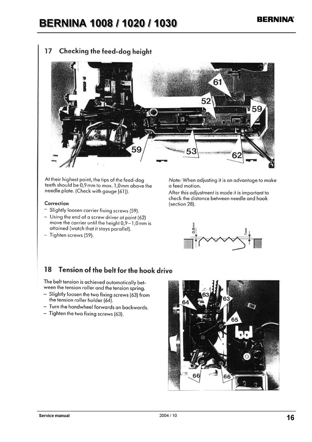 BERNINA 1008 1020 1030 Service Manual - STEEL WIRE BOUND - PROTECTIVE COVERS