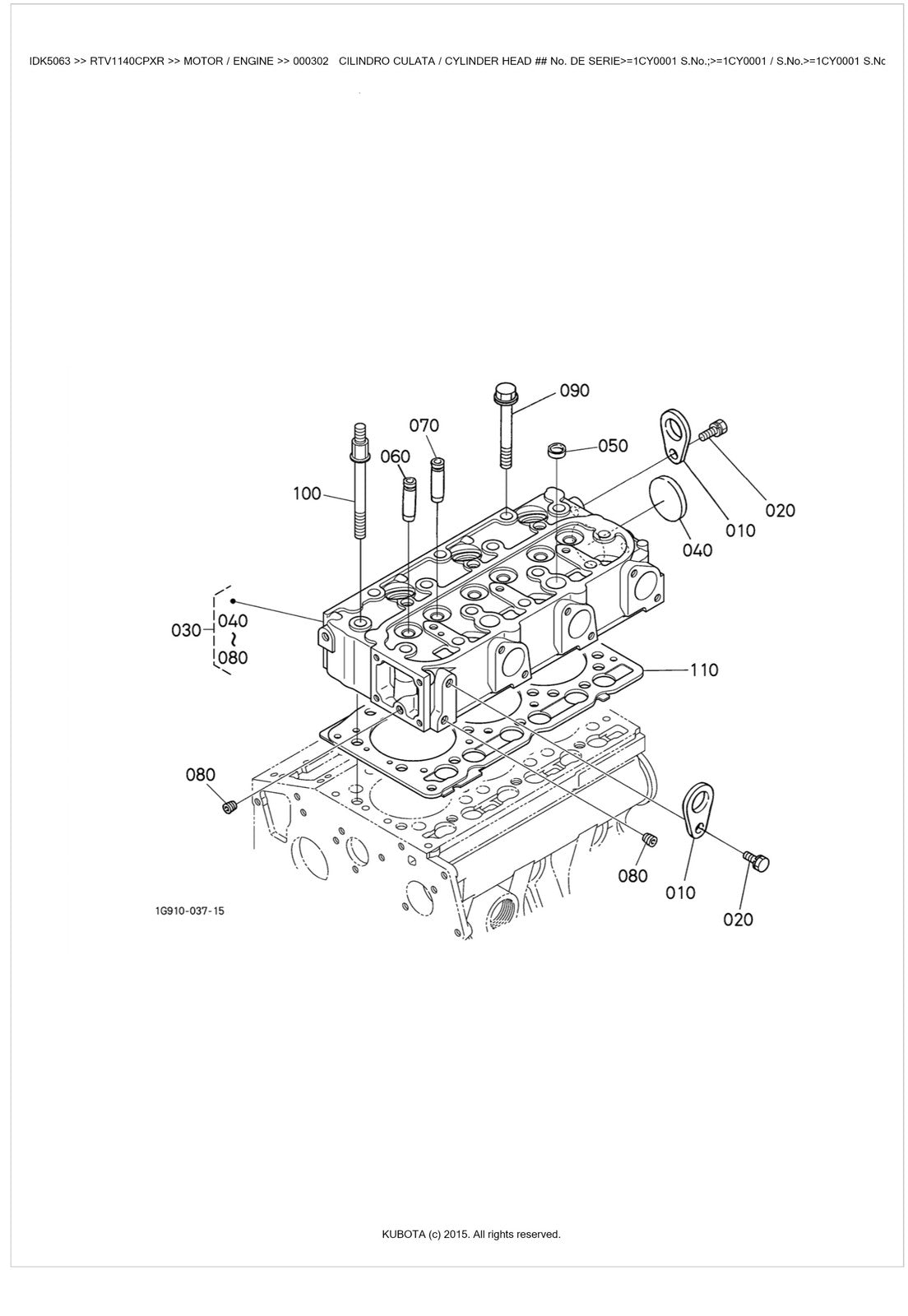 KUBOTA RTV1140CPX CPXR Parts Service Operators Manual BUNDLE - WIRE BOUND
