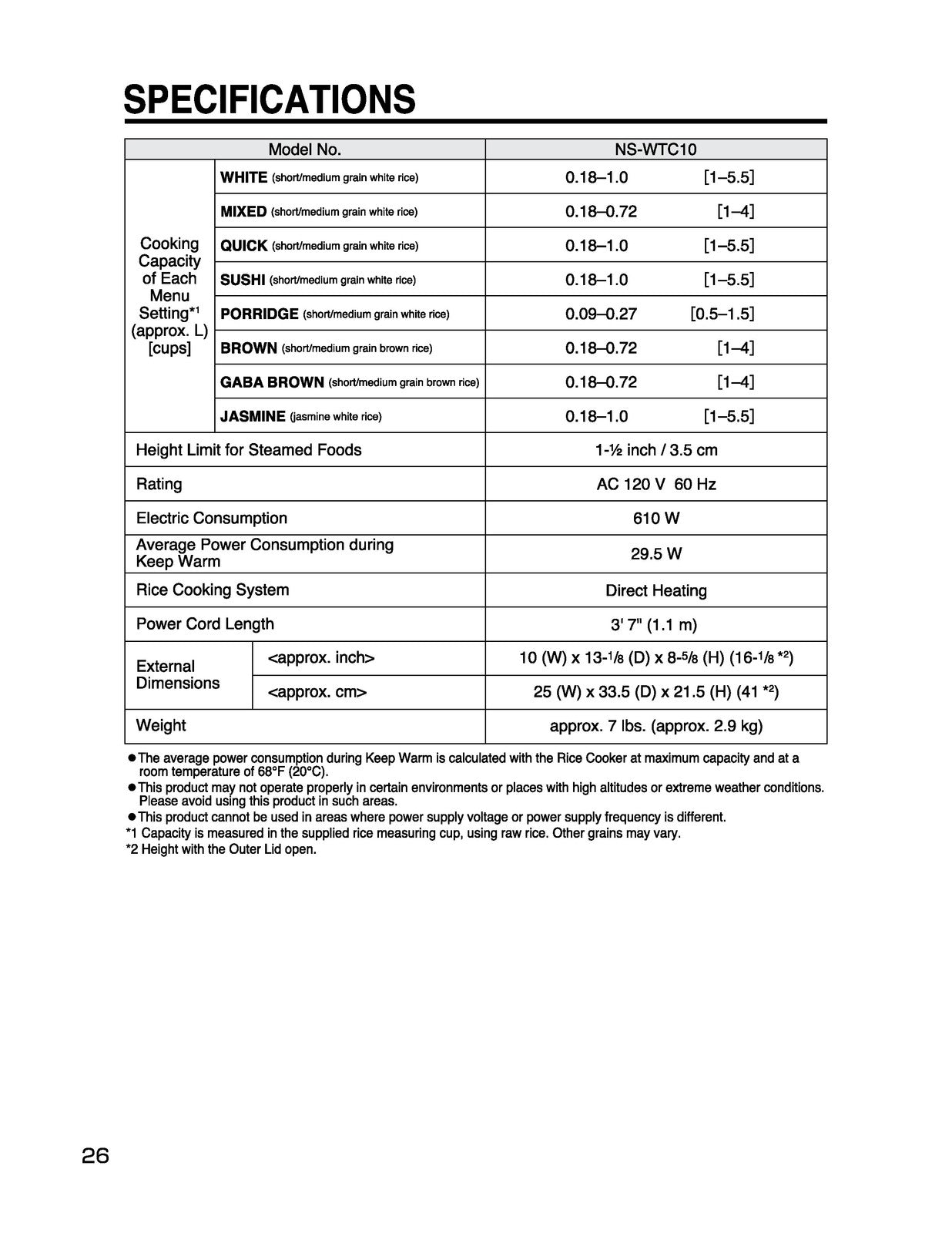 ZOJIRUSHI NS-WTC10 Rice Cooker  Warmer Operating Instructions Manual - BOUND