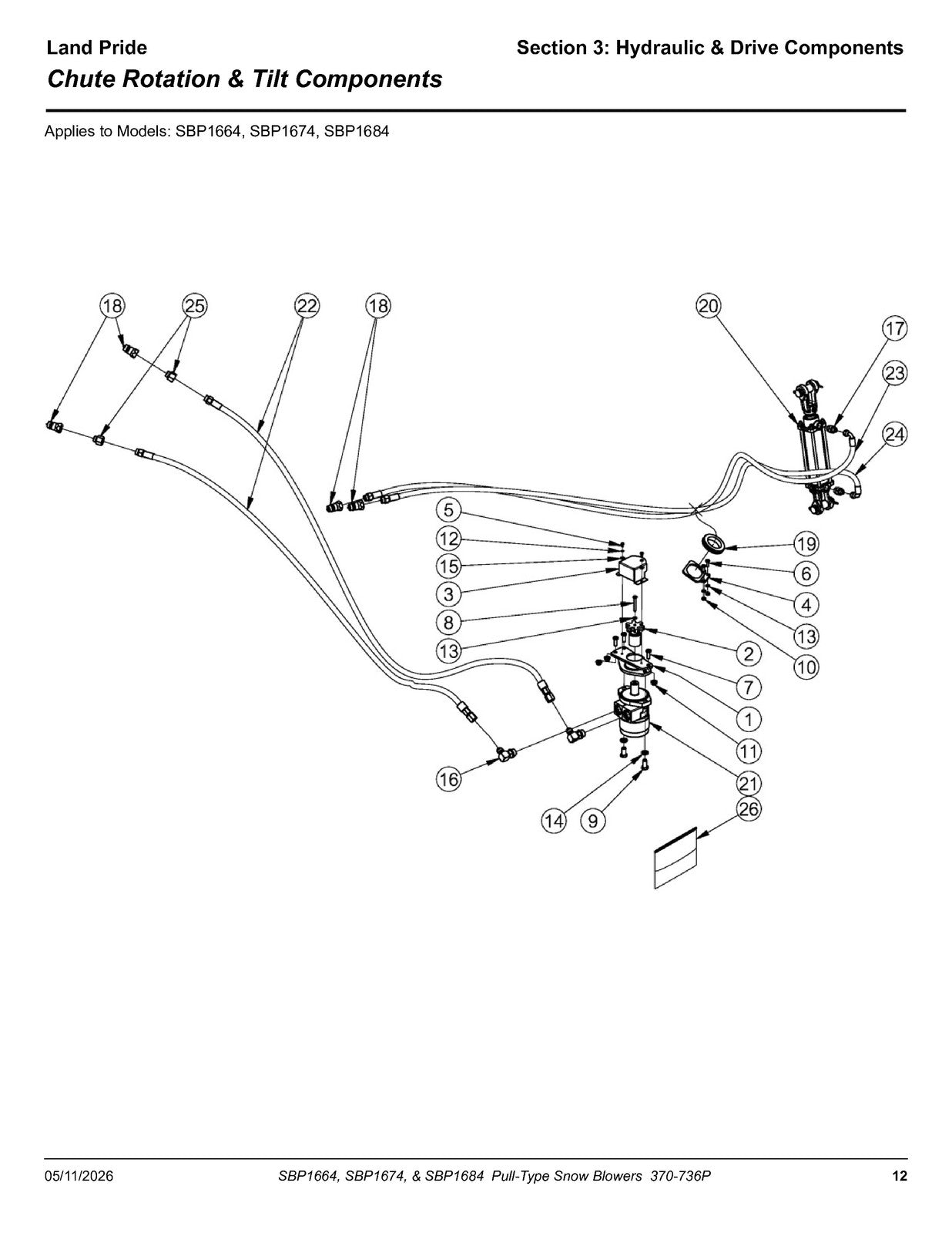 LAND PRIDE SBP16 Series Snow Blowers Parts Manual 2026 - WIRE BOUND - COVERS
