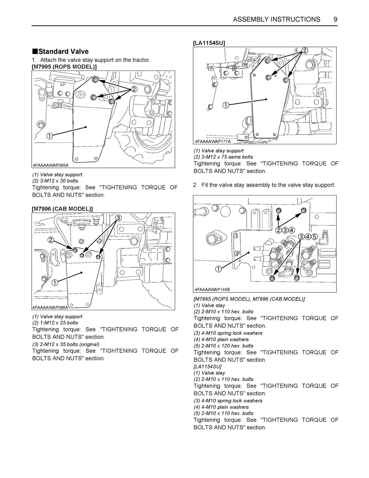 KUBOTA LA1154 Loader Assembly Instructions Manual 2013, BOUND, COVERS, FOLDOUTS