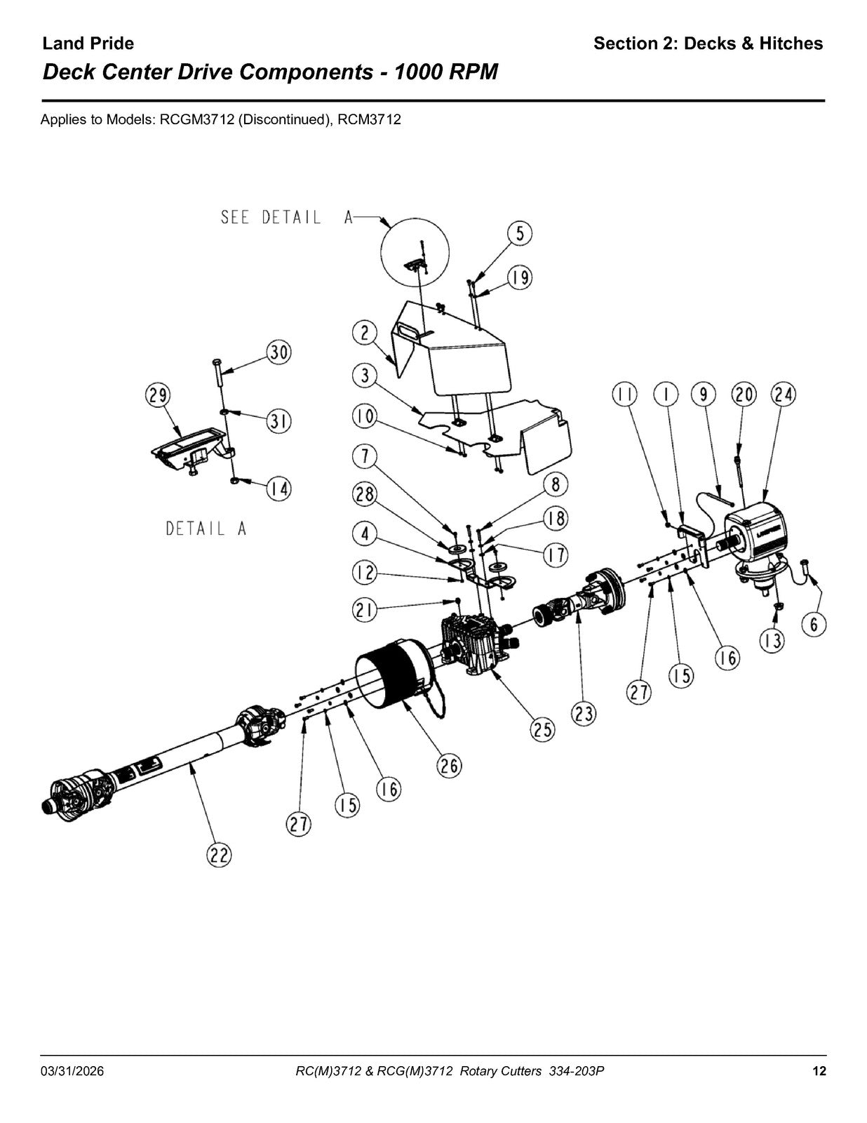 LAND PRIDE RC3712 RCM3712 Rotary Cutters Parts Manual 2026 - WIRE BOUND - COVERS