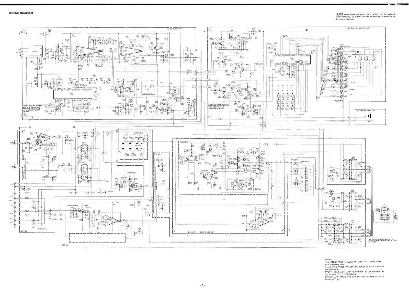 DENON DRA-600 Hi-Fi Component Tuner Amplifier Service Manual, FOLDOUTS