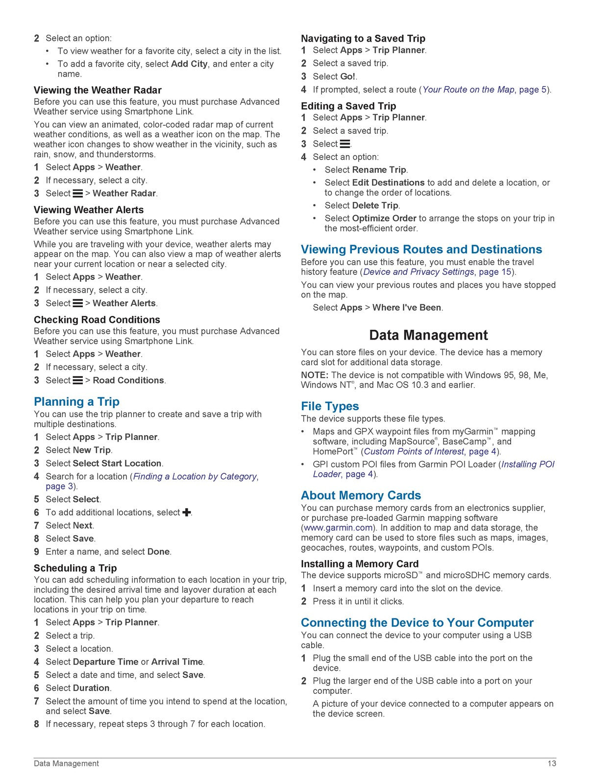 GARMIN Nuvi 2509 2609 Series Owners Manual 2014 - WIRE BOUND - TOUGH COVERS