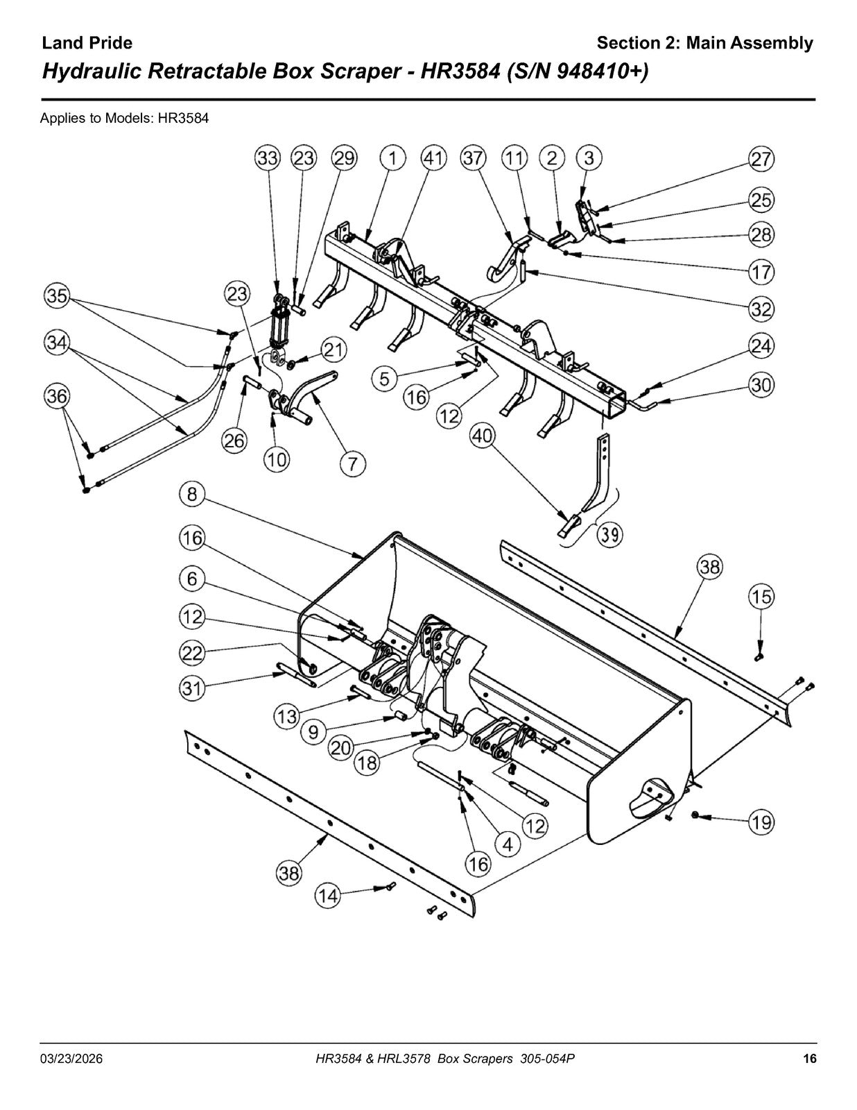 LAND PRIDE HR3584 Box Scrapers Parts Manual 2026 - WIRE BOUND - TOUGH COVERS