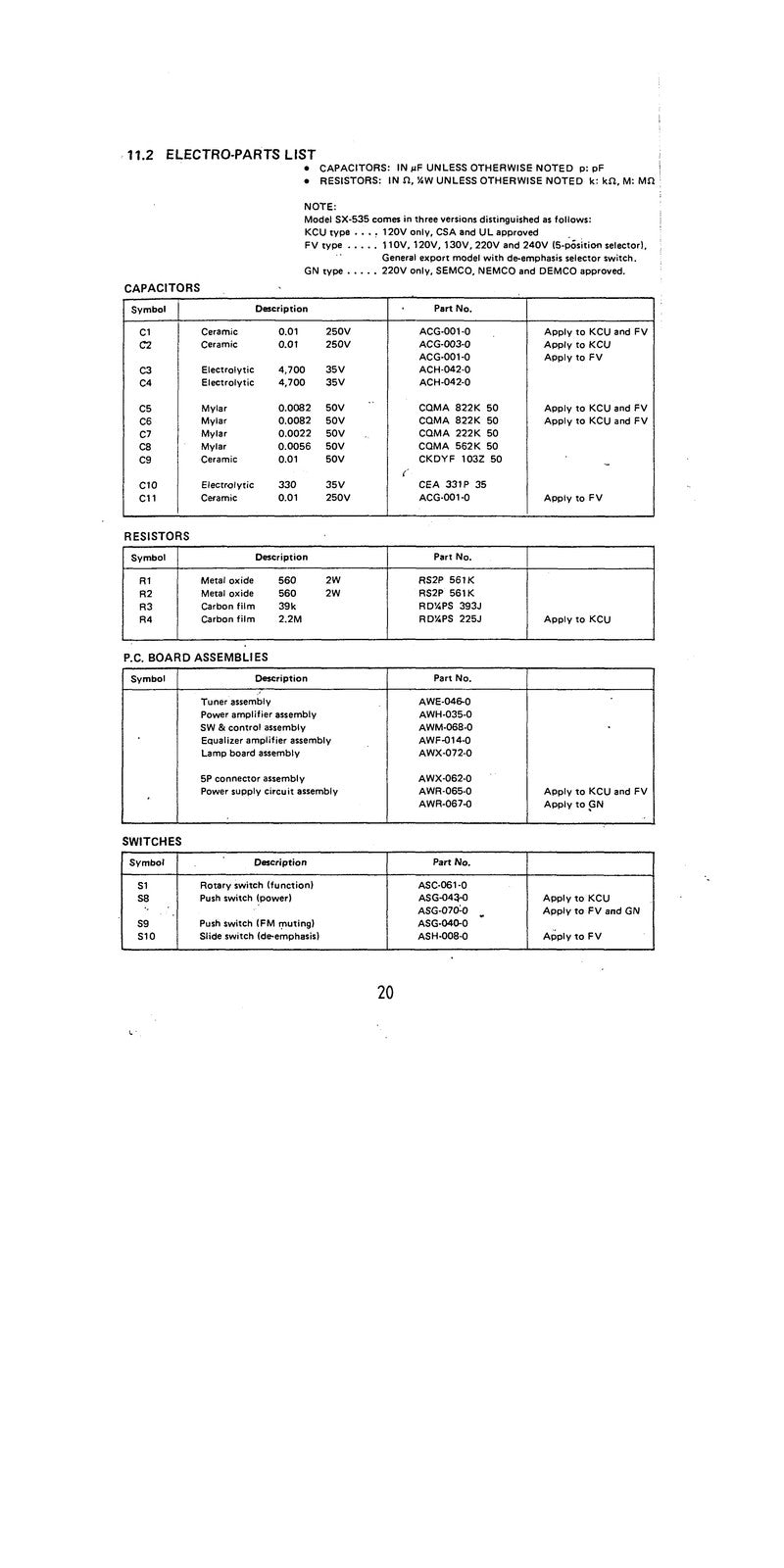 PIONEER SX-535 Stero Receiver Service Manual - STEEL WIRE BOUND - TOUGH COVERS